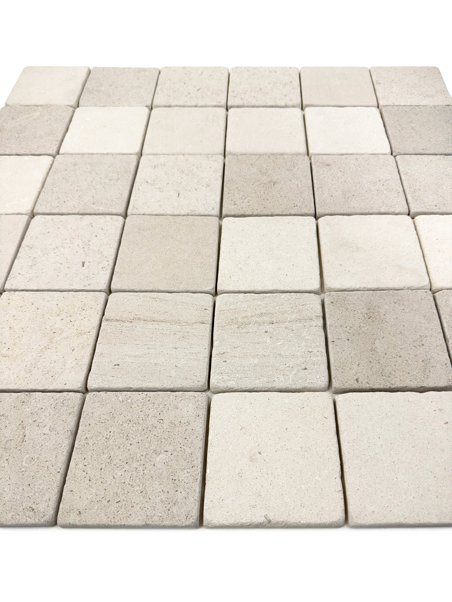 Rome Vestige Series Square Moca Crema Limestone Tumble & Brush Leather Surface Marble Tile