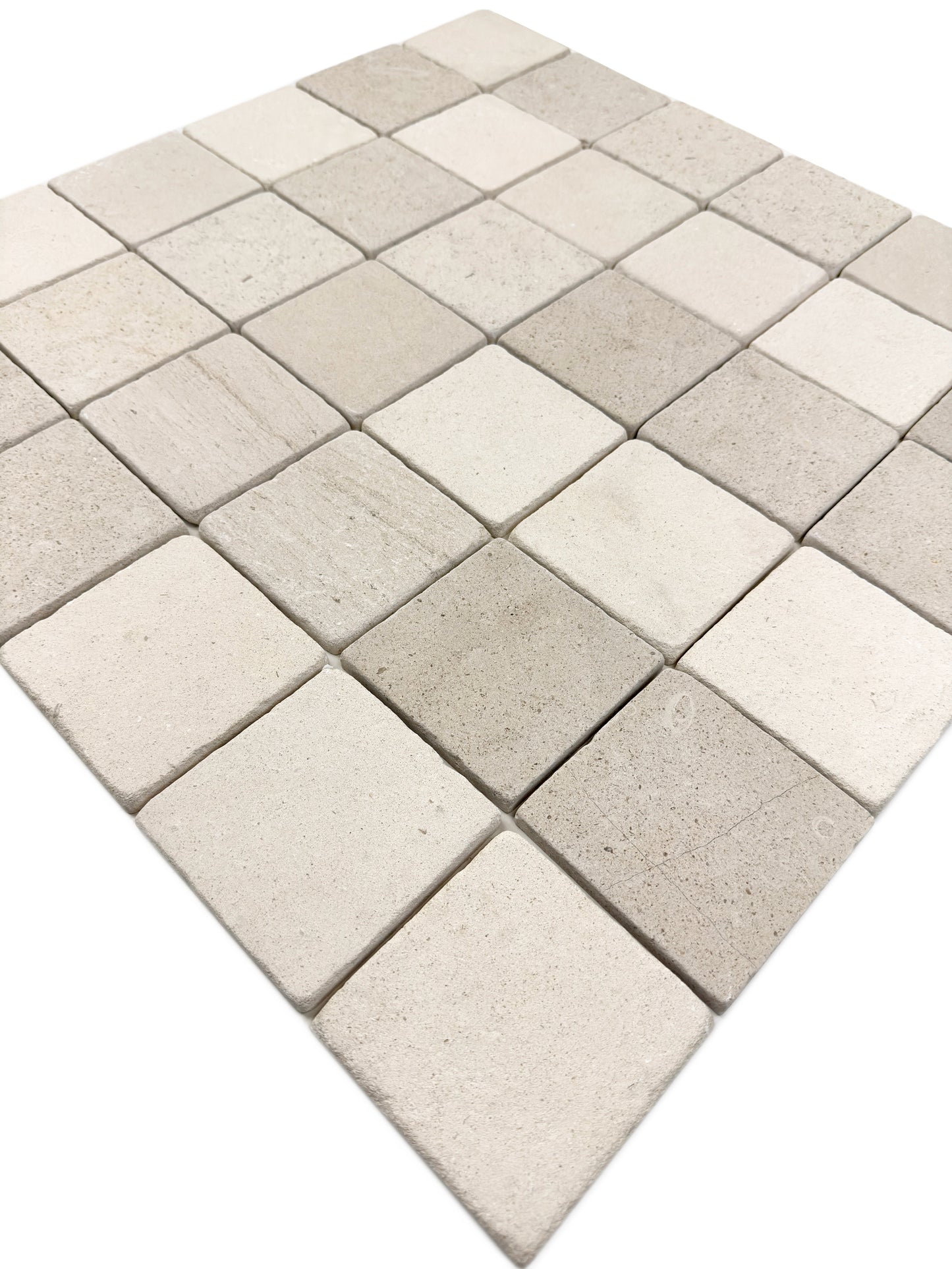 Rome Vestige Series Square Moca Crema Limestone Tumble & Brush Leather Surface Marble Tile