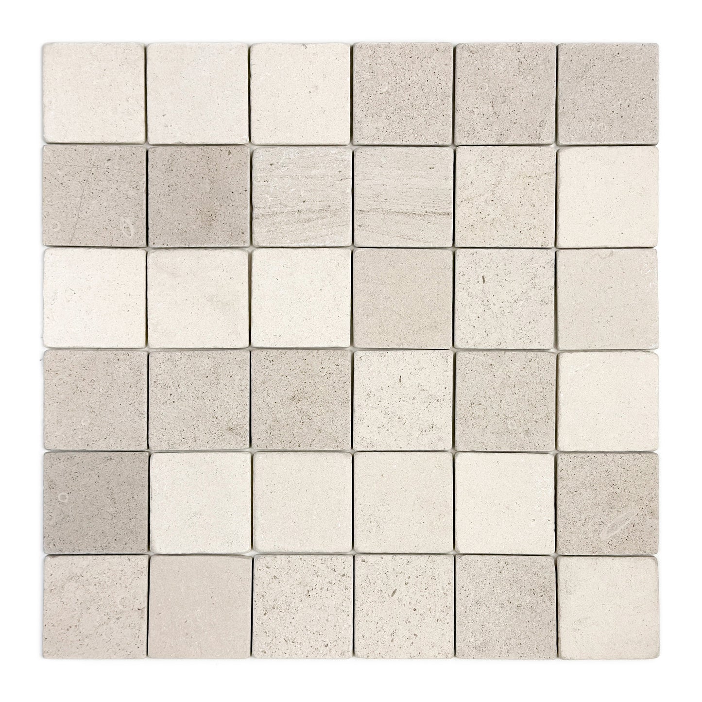 Rome Vestige Series Square Moca Crema Limestone Tumble & Brush Leather Surface Marble Tile