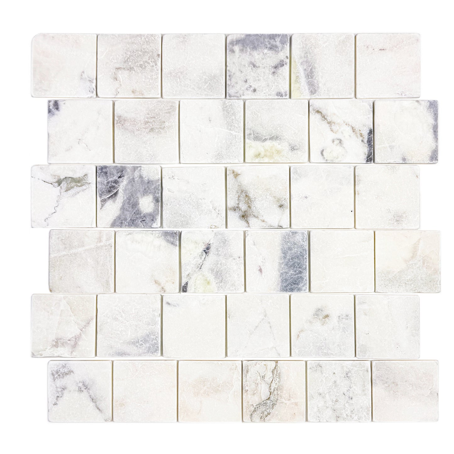 Rome Vestige Series Square Fendi White Marble Tumble & Brush Leather Surface Marble Tile