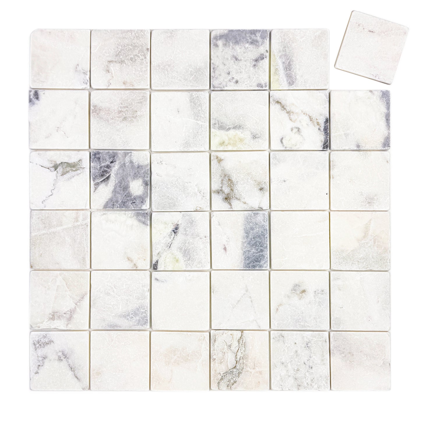 Rome Vestige Series Square Fendi White Marble Tumble & Brush Leather Surface Marble Tile