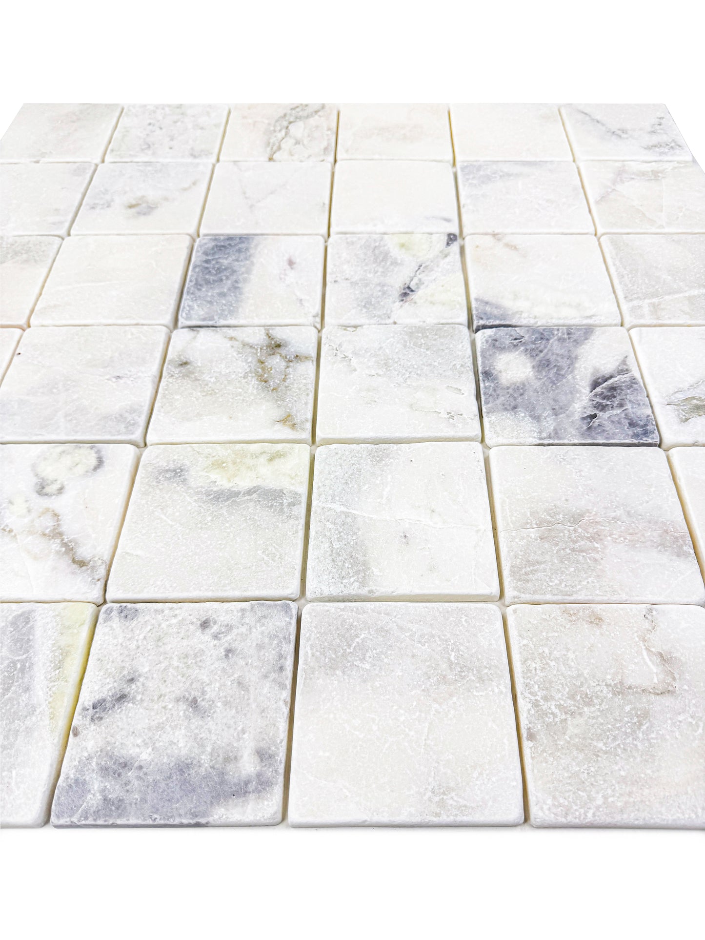 Rome Vestige Series Square Fendi White Marble Tumble & Brush Leather Surface Marble Tile