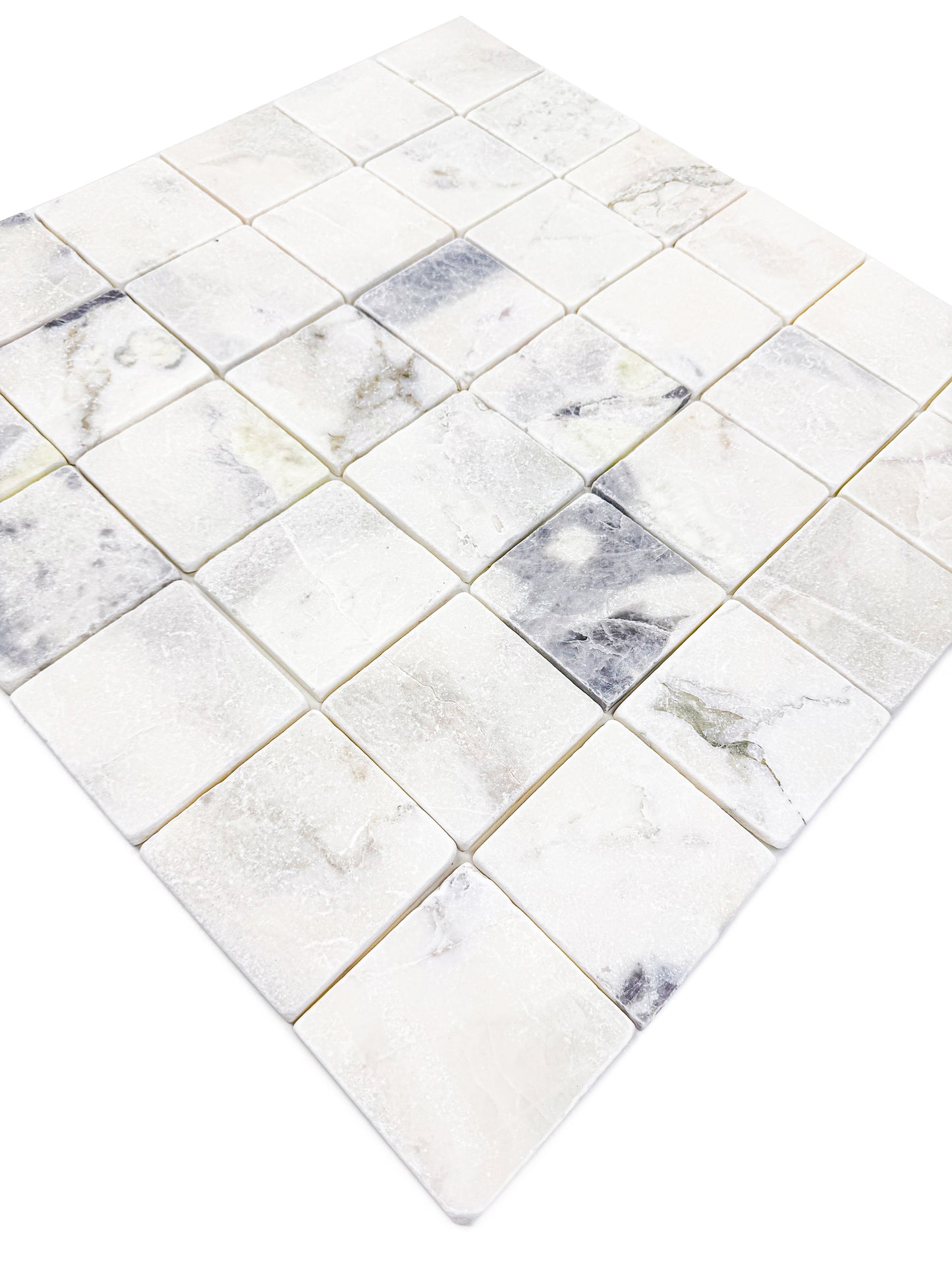 Rome Vestige Series Square Fendi White Marble Tumble & Brush Leather Surface Marble Tile