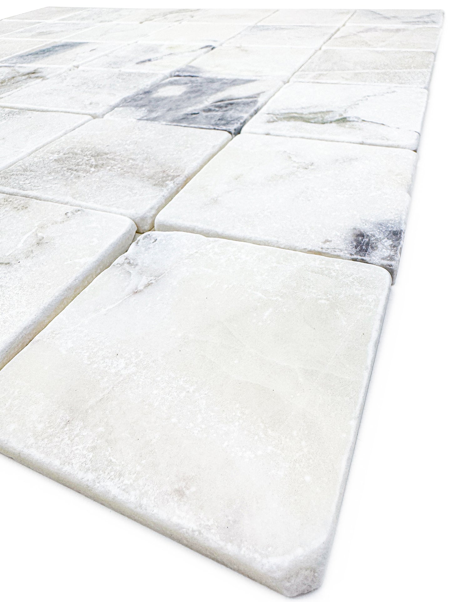 Rome Vestige Series Square Fendi White Marble Tumble & Brush Leather Surface Marble Tile