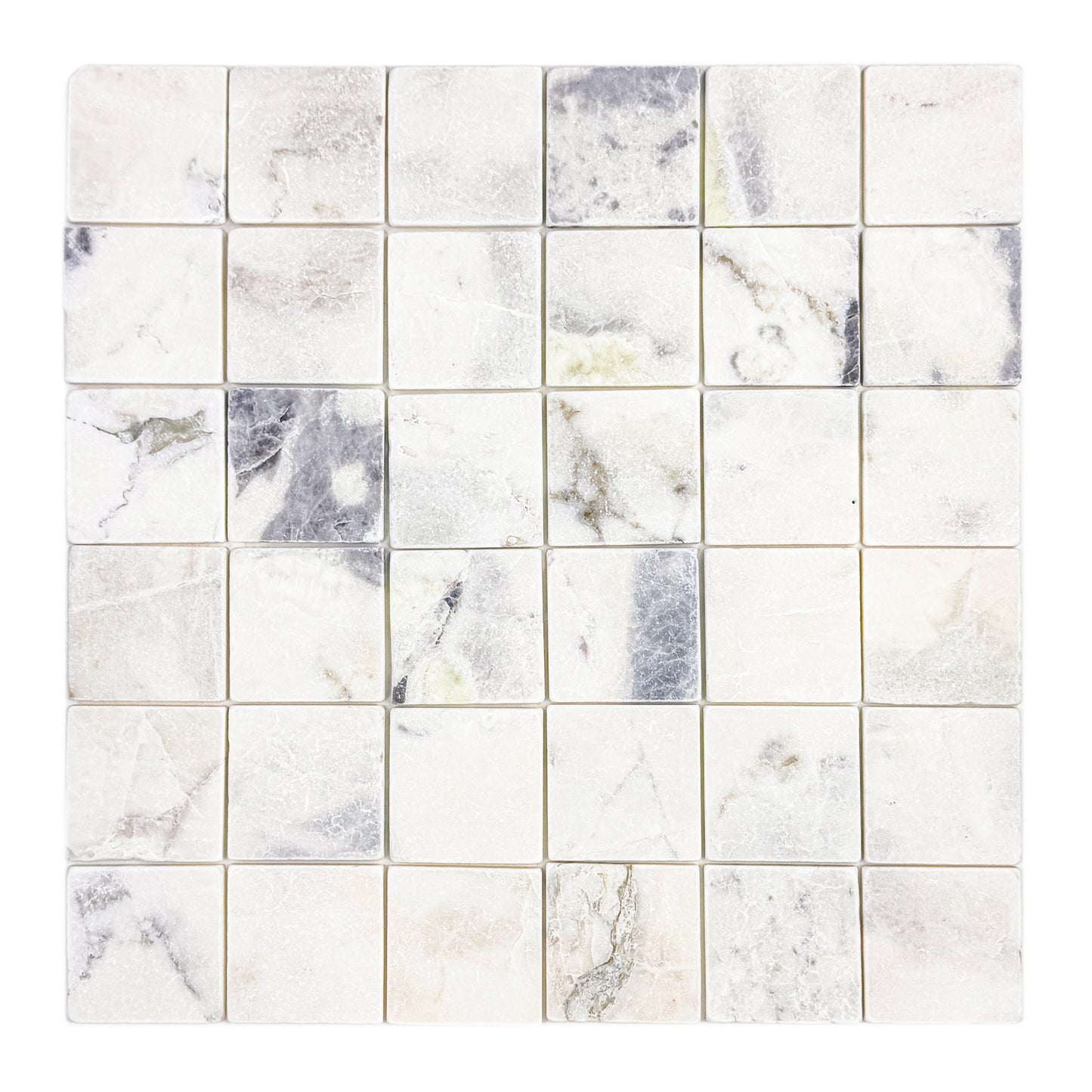 Rome Vestige Series Square Fendi White Marble Tumble & Brush Leather Surface Marble Tile