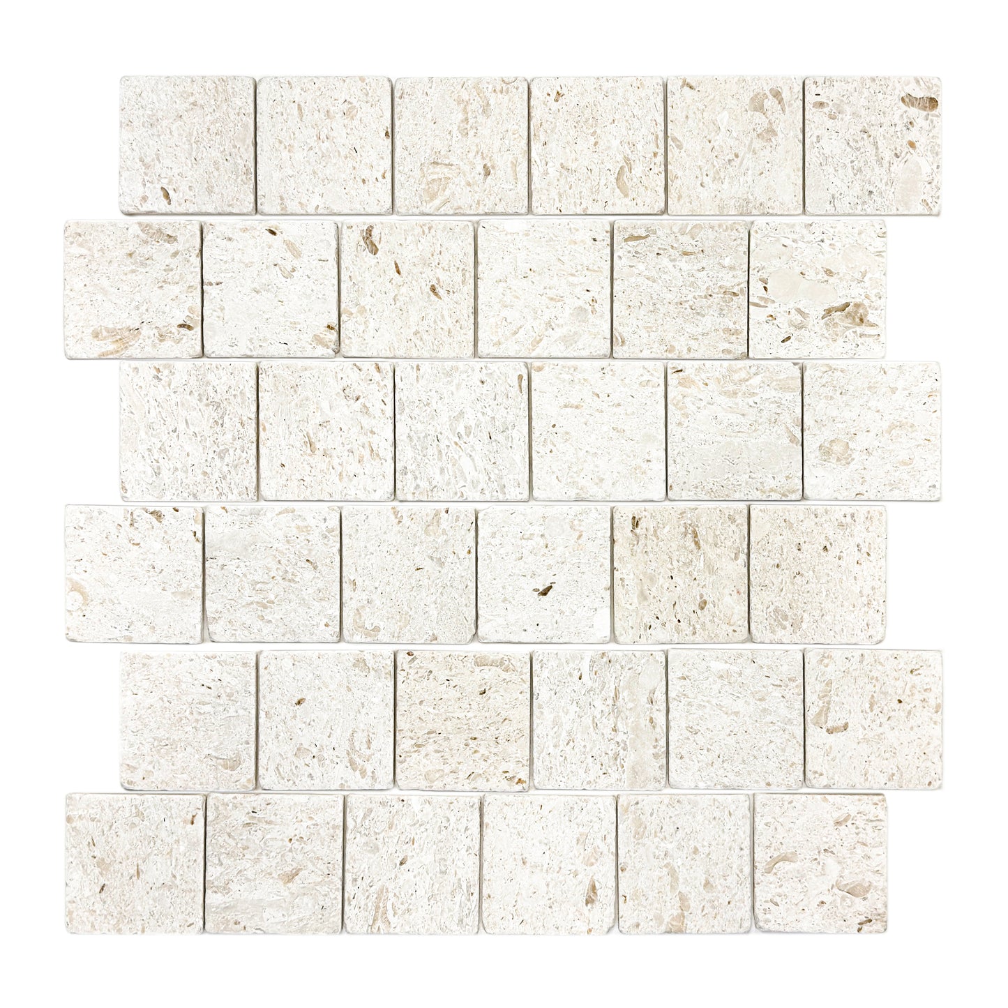 Rome Vestige Series Square Gold Fossil Marble Tumble & Brush Leather Surface Marble Tile