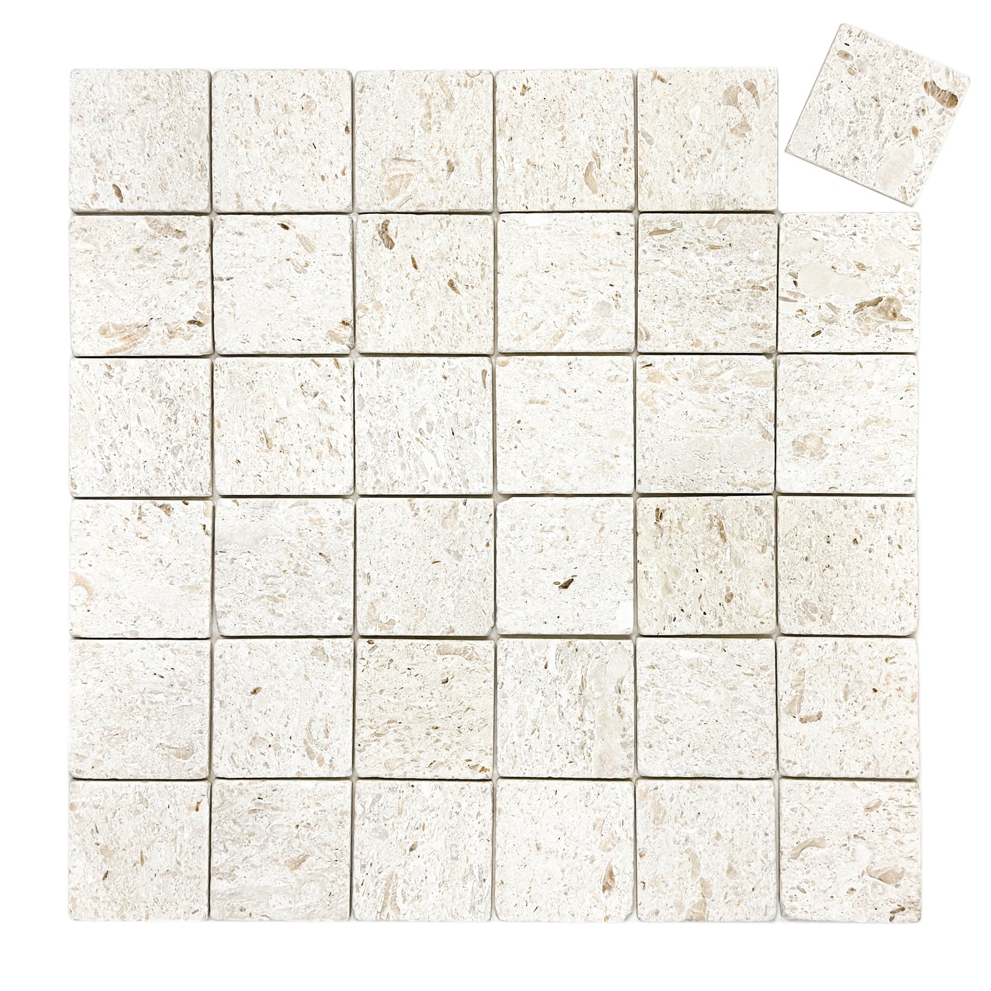 Rome Vestige Series Square Gold Fossil Marble Tumble & Brush Leather Surface Marble Tile