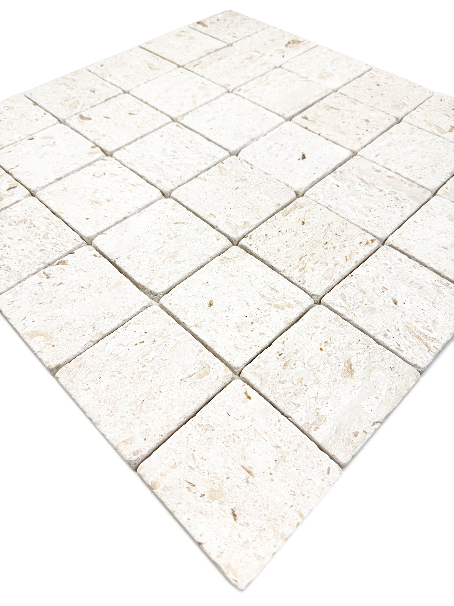 Rome Vestige Series Square Gold Fossil Marble Tumble & Brush Leather Surface Marble Tile