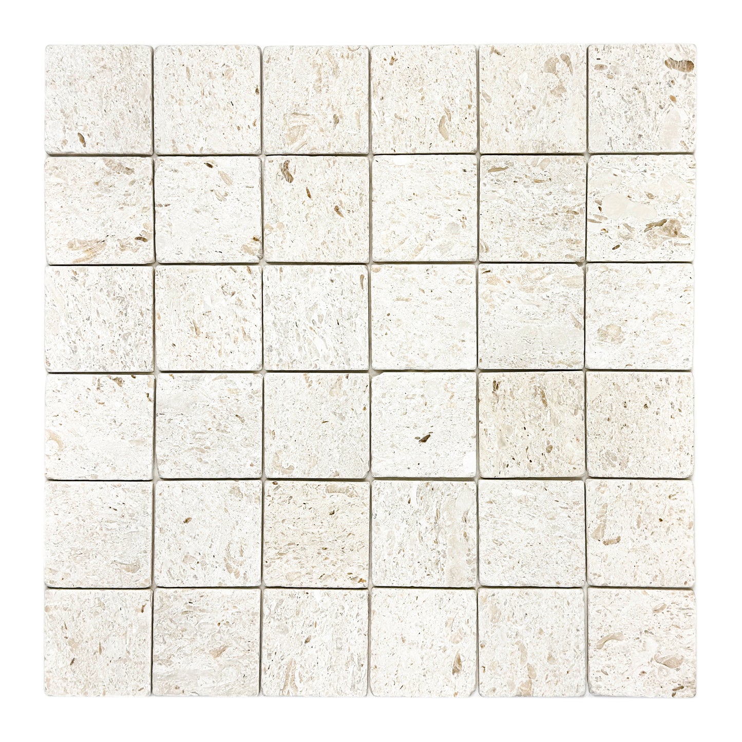Rome Vestige Series Square Gold Fossil Marble Tumble & Brush Leather Surface Marble Tile