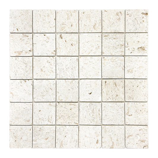 Rome Vestige Series Square Gold Fossil Marble Tumble & Brush Leather Surface Marble Tile