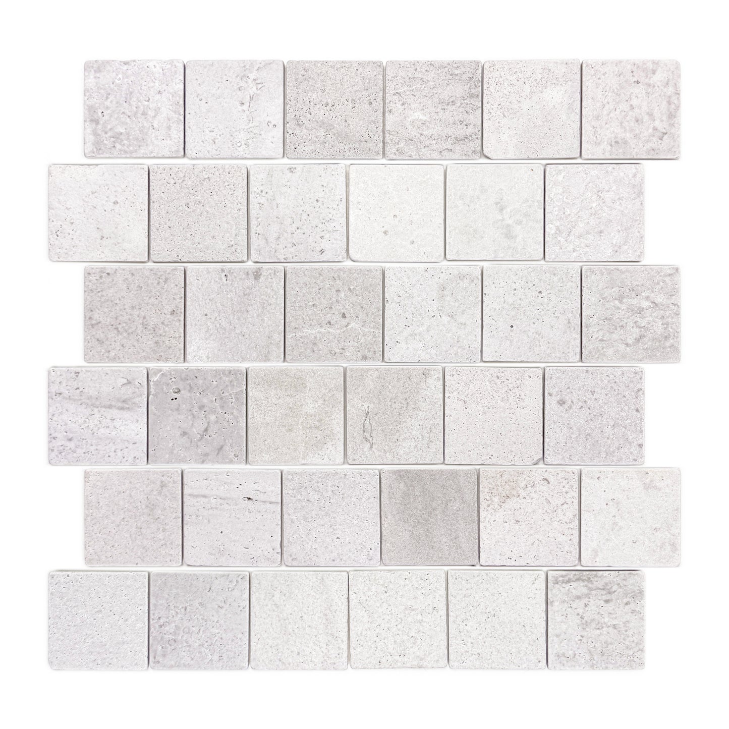 Rome Vestige Series Square Kwong Sal White Travertine Tumble & Brush Leather Surface Marble Tile