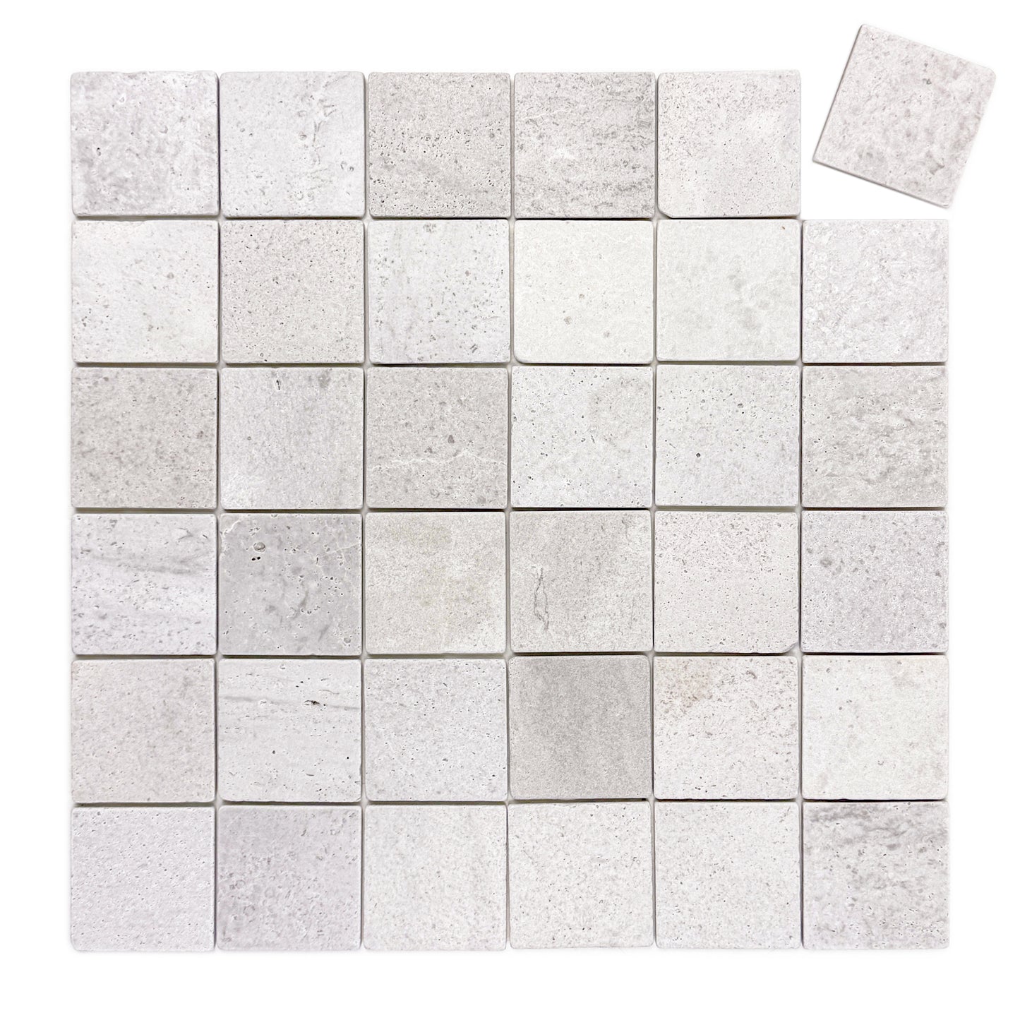 Rome Vestige Series Square Kwong Sal White Travertine Tumble & Brush Leather Surface Marble Tile