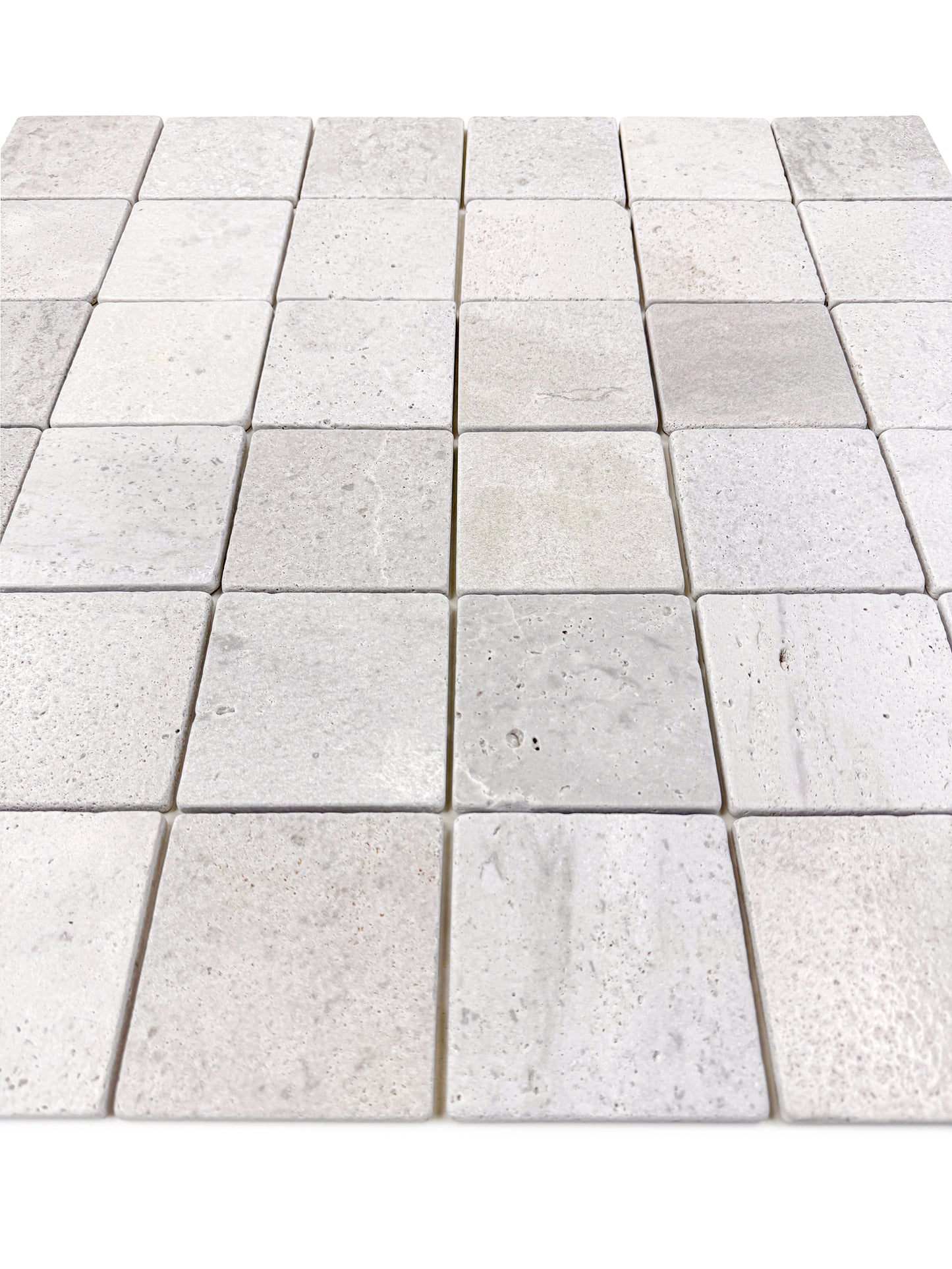 Rome Vestige Series Square Kwong Sal White Travertine Tumble & Brush Leather Surface Marble Tile