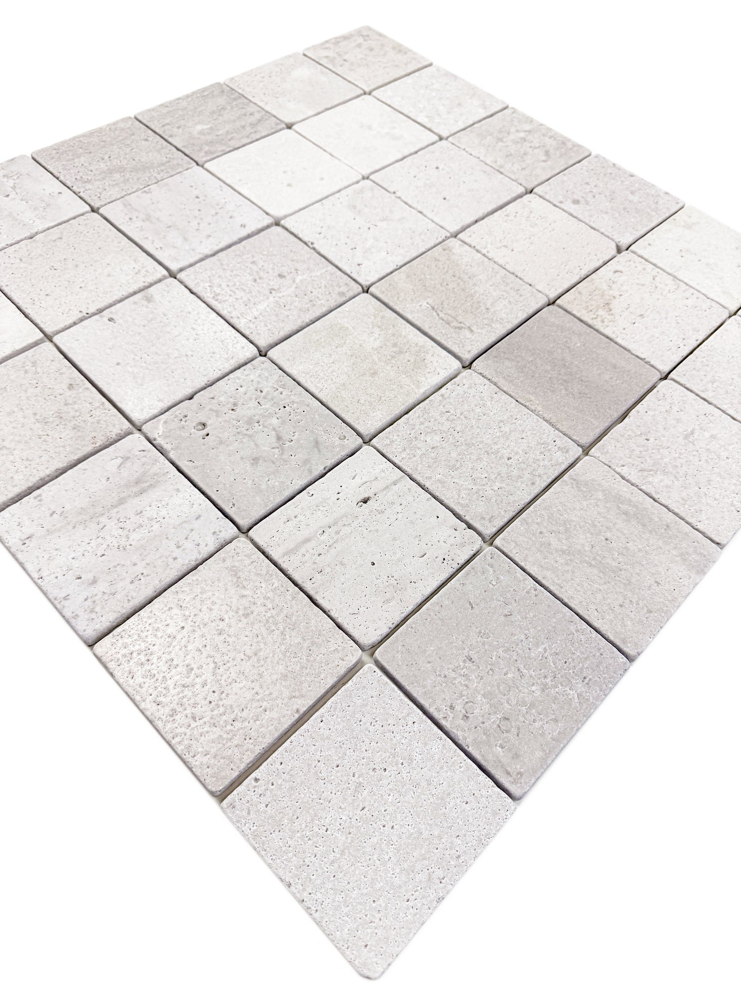 Rome Vestige Series Square Kwong Sal White Travertine Tumble & Brush Leather Surface Marble Tile