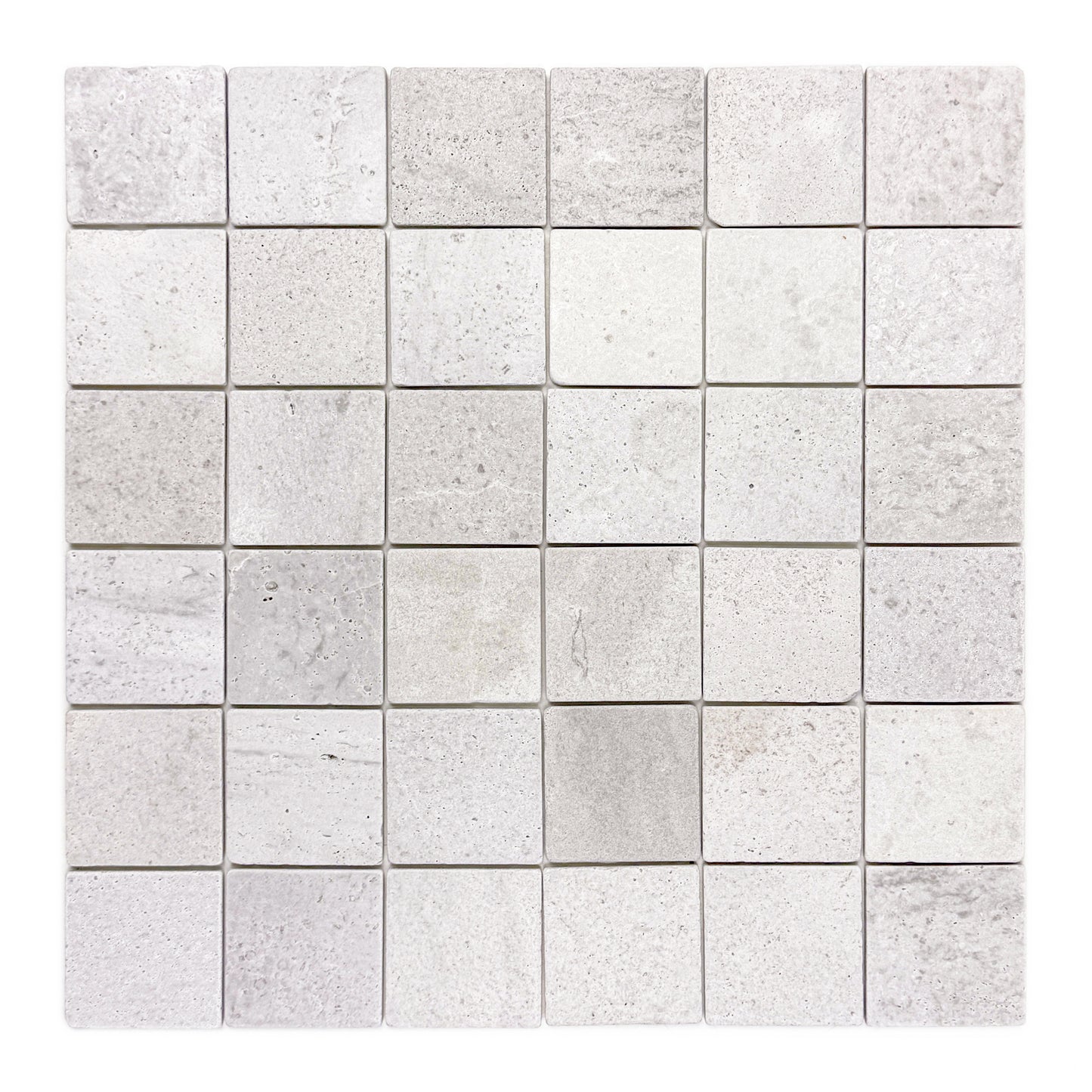 Rome Vestige Series Square Kwong Sal White Travertine Tumble & Brush Leather Surface Marble Tile