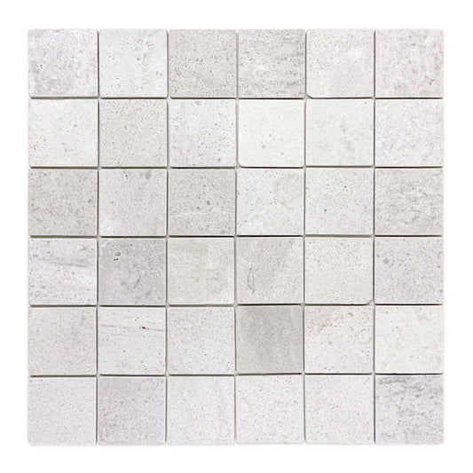 Rome Vestige Series Square Kwong Sal White Travertine Tumble & Brush Leather Surface Marble Tile