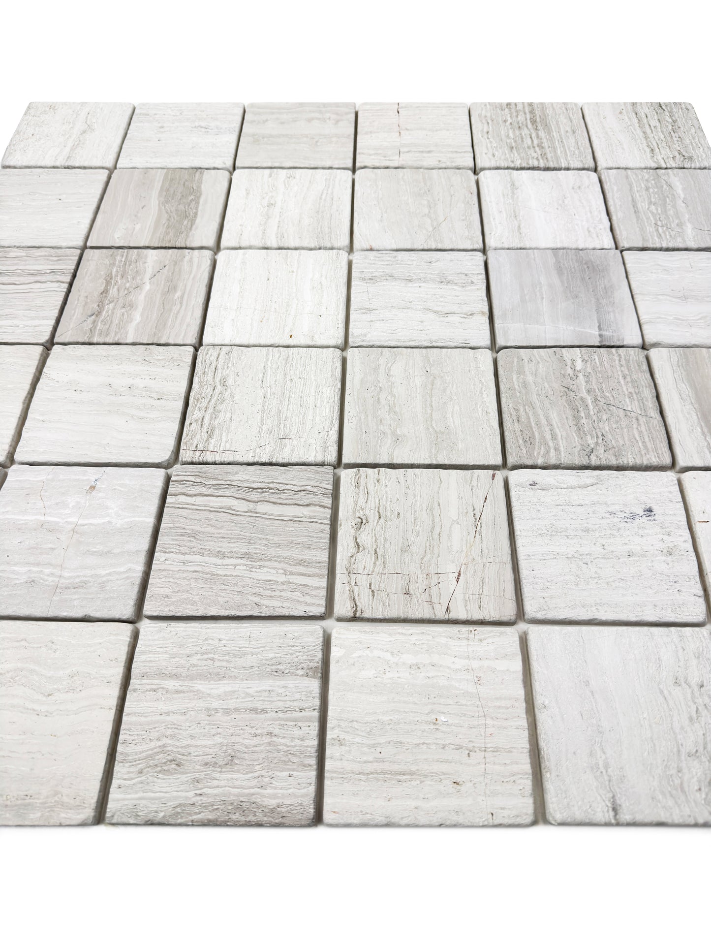 Rome Vestige Series Square White Wood Marble Tumble & Brush Leather Surface Marble Tile