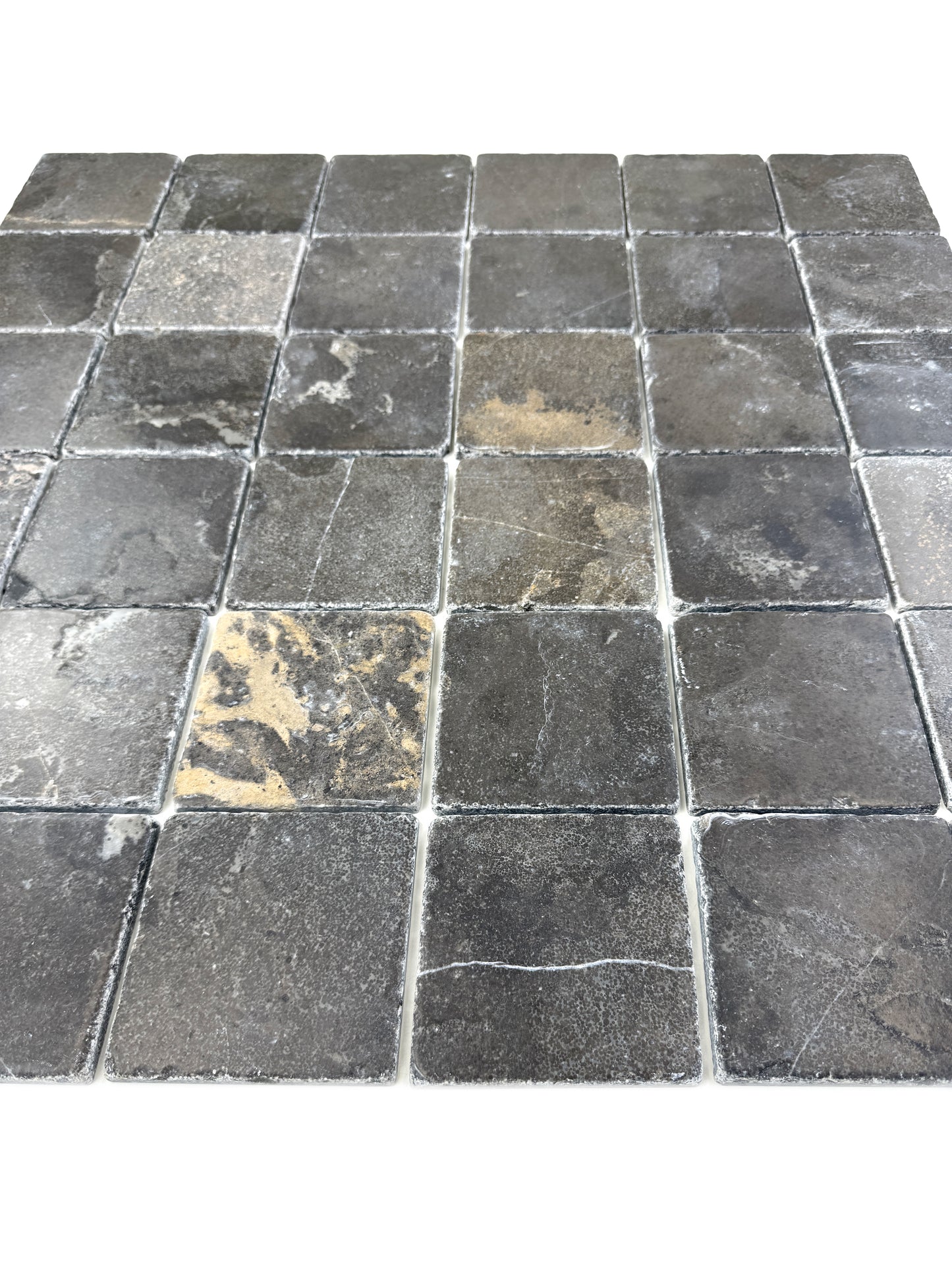 Rome Vestige Series Square Black Gold Marble Tumble & Brush Leather Surface Marble Tile