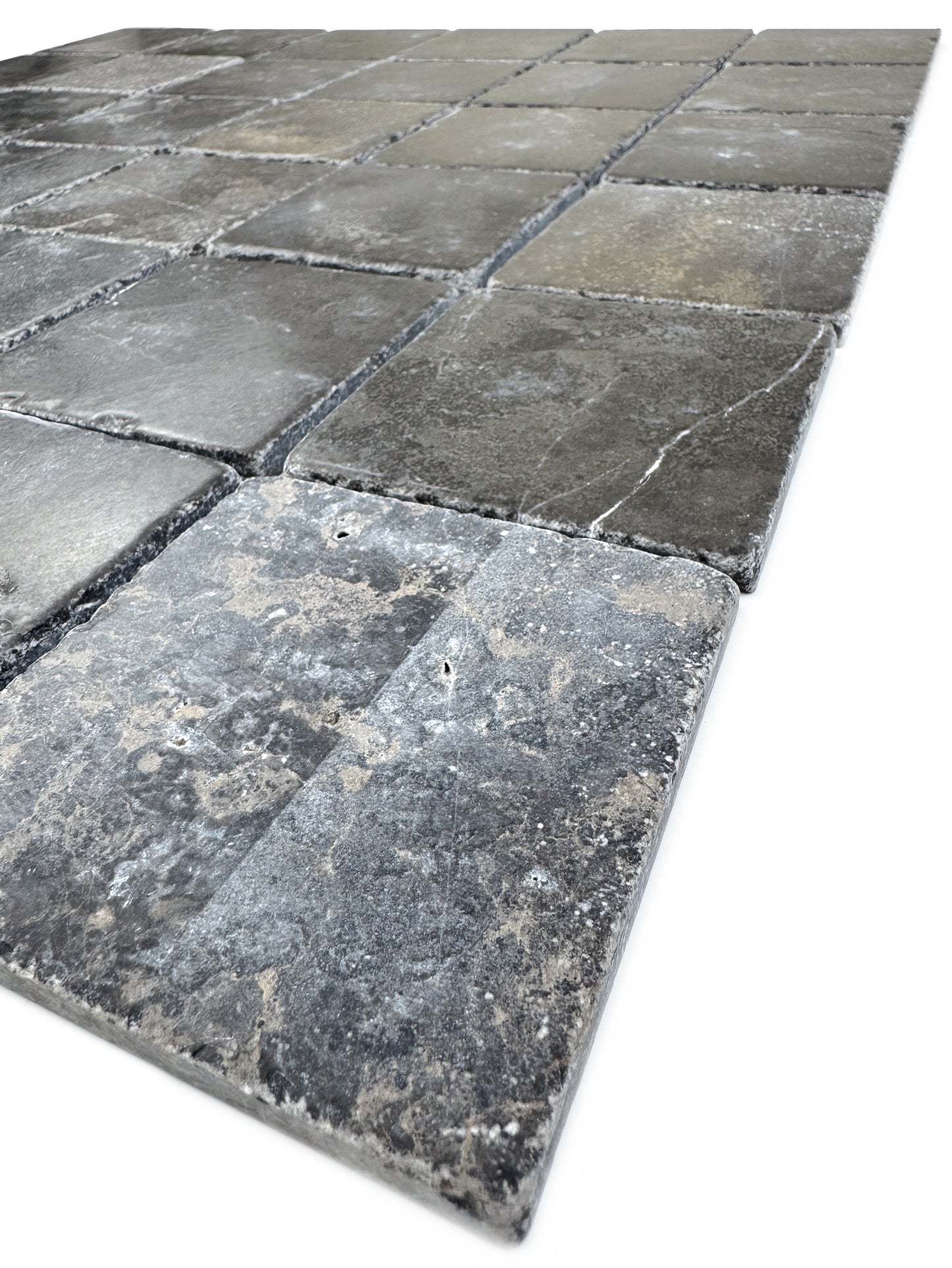 Rome Vestige Series Square Black Gold Marble Tumble & Brush Leather Surface Marble Tile