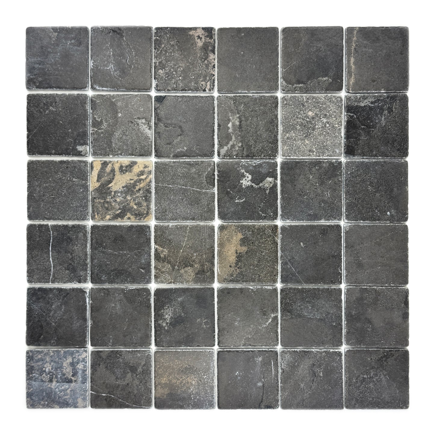 Rome Vestige Series Square Black Gold Marble Tumble & Brush Leather Surface Marble Tile
