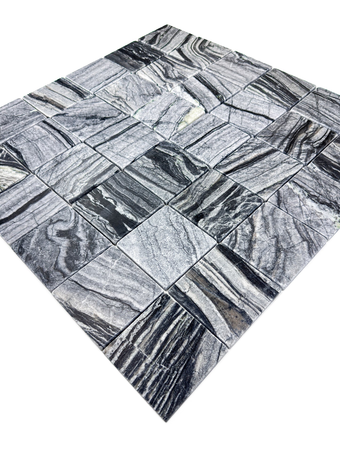 Rome Vestige Series Square Black Wood Marble Tumble & Brush Leather Surface Marble Tile