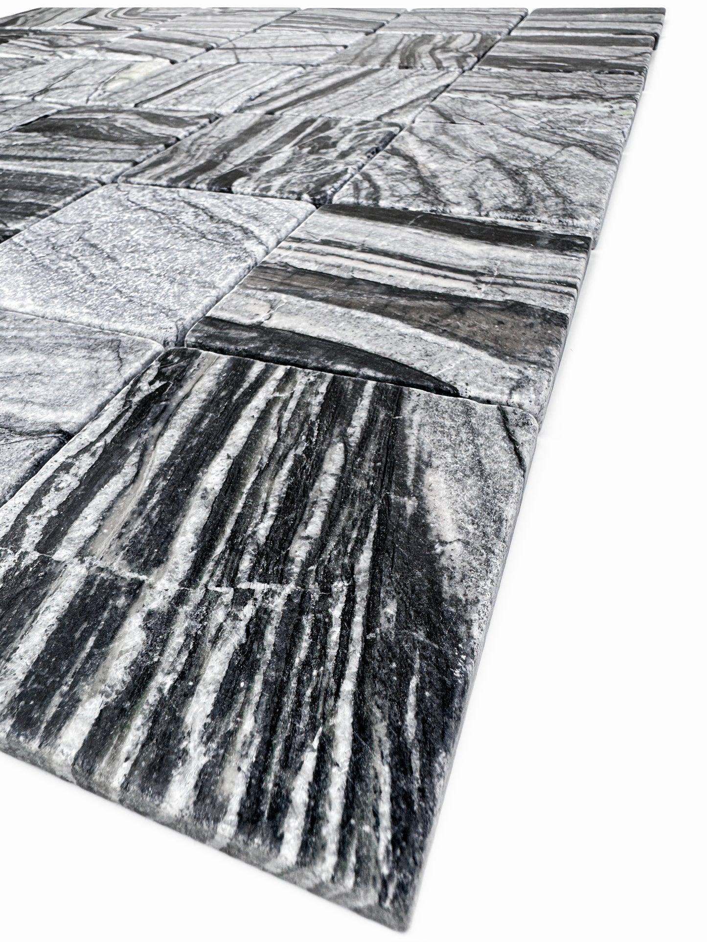 Rome Vestige Series Square Black Wood Marble Tumble & Brush Leather Surface Marble Tile
