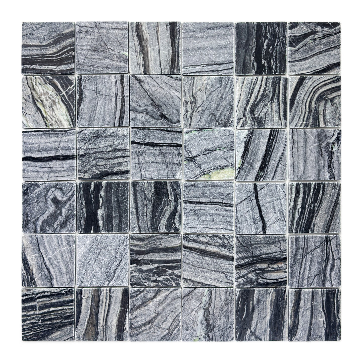 Rome Vestige Series Square Black Wood Marble Tumble & Brush Leather Surface Marble Tile
