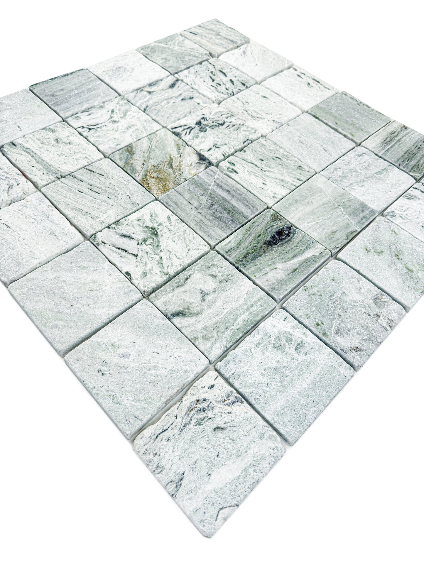 Rome Vestige Series Square Jade Green Marble Tumble & Brush Leather Surface Marble Tile