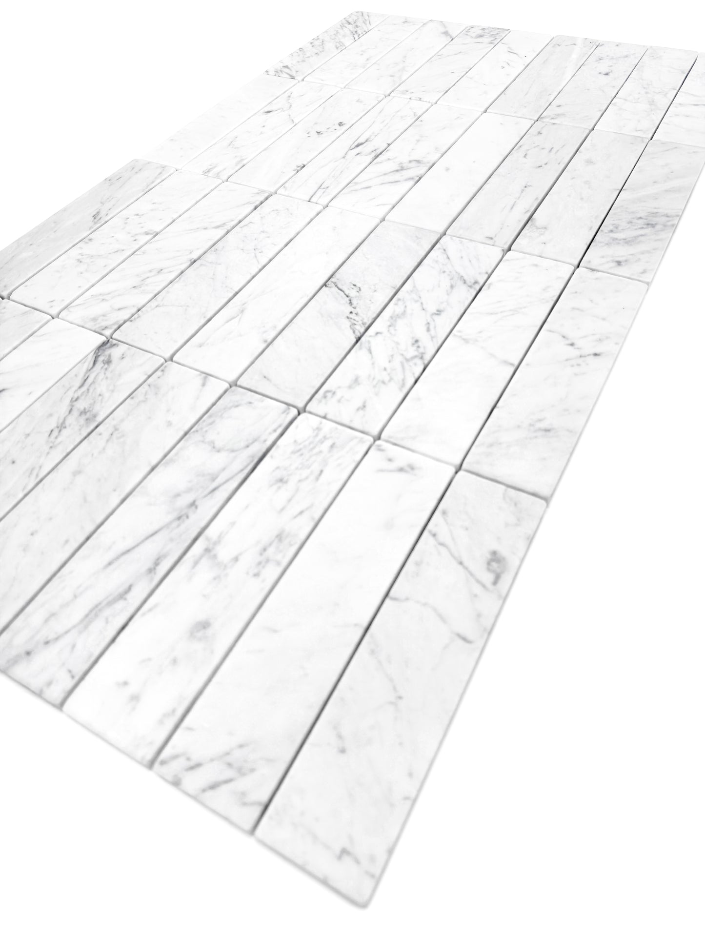 Rome Vestige Series Rectangle Carrara White Marble Tumble & Brush Leather Surface Marble Tile