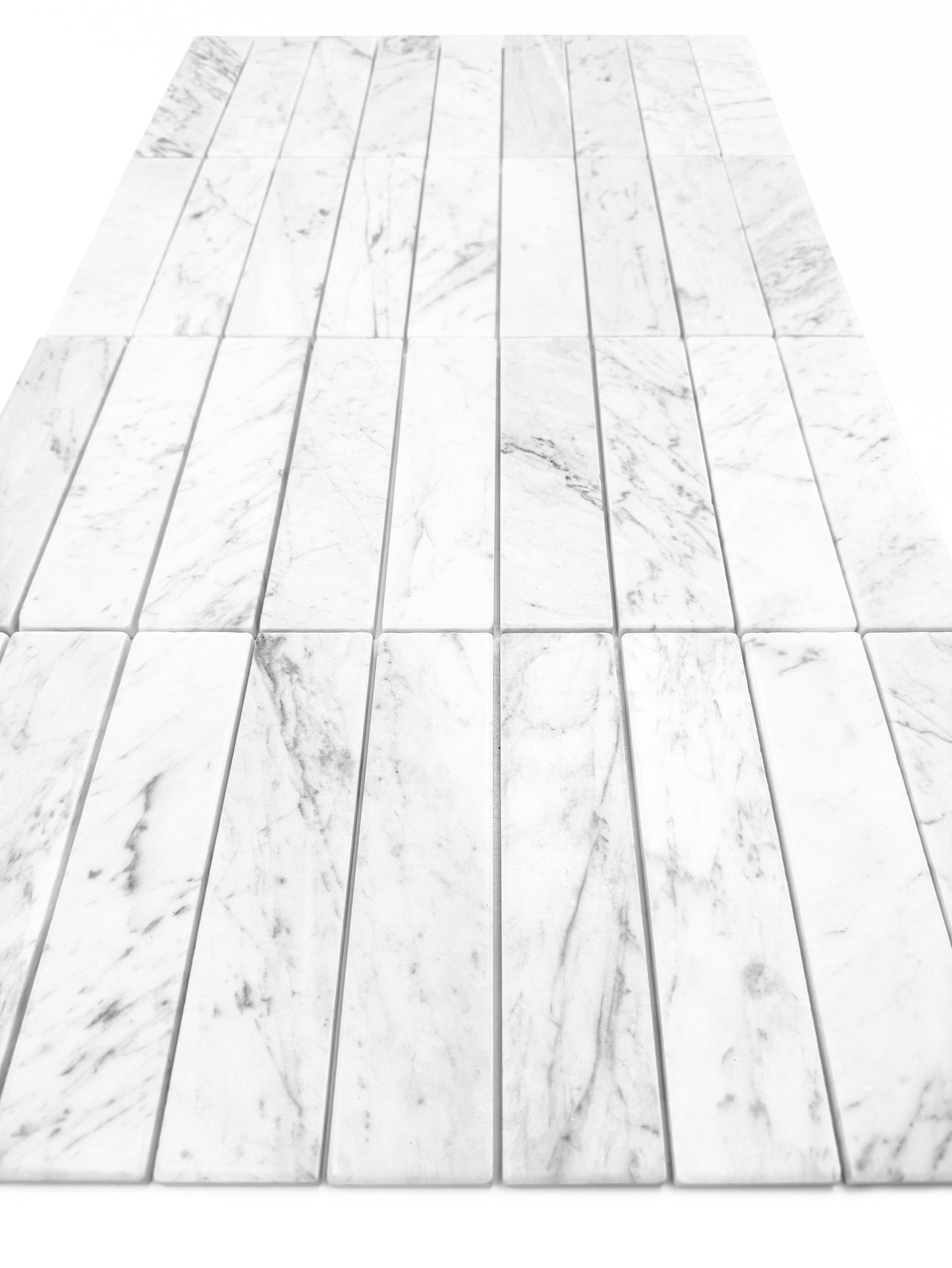 Rome Vestige Series Rectangle Carrara White Marble Tumble & Brush Leather Surface Marble Tile