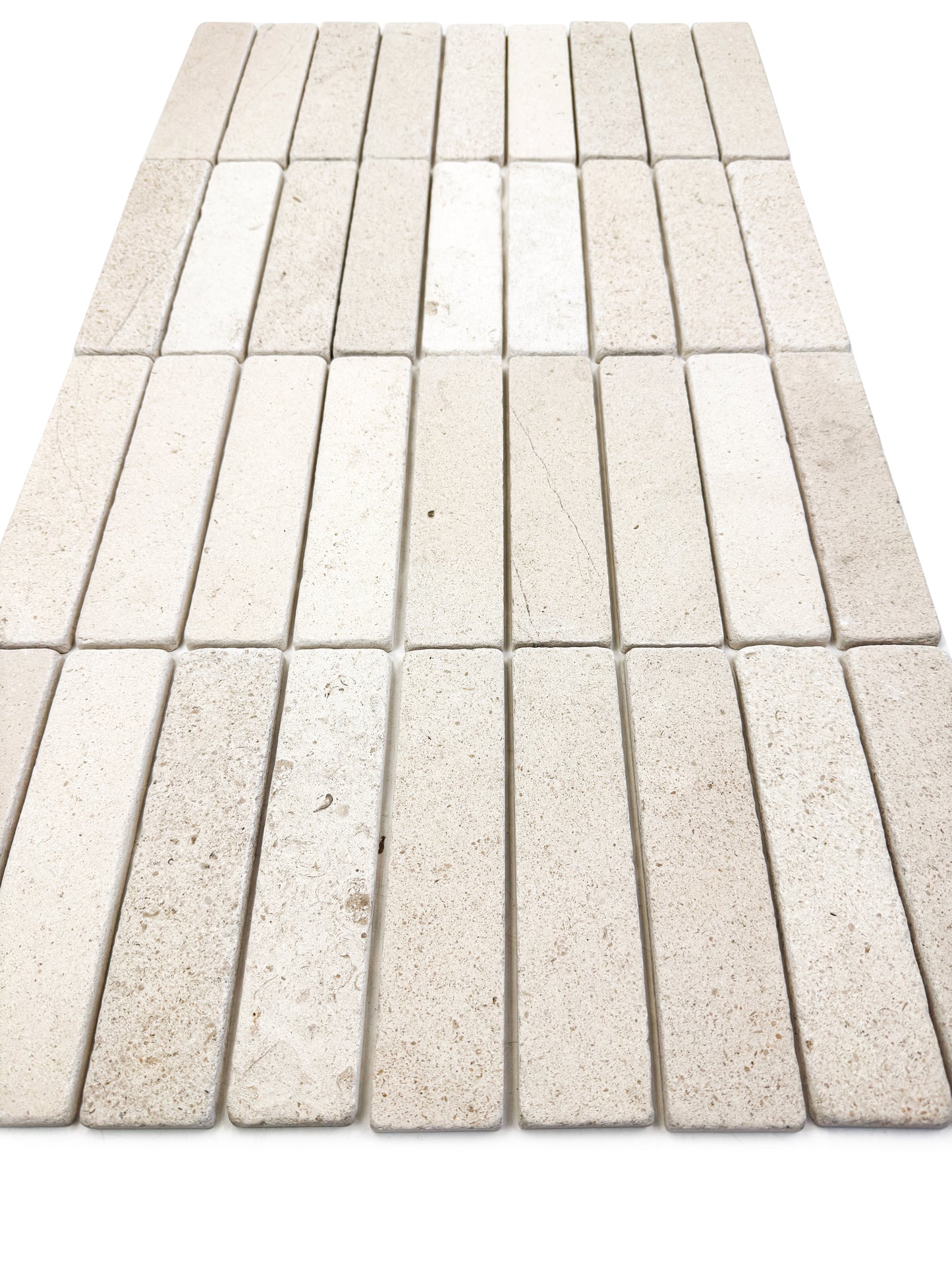 Rome Vestige Series Rectangle Moca Crema Limestone Tumble & Brush Leather Surface Marble Tile