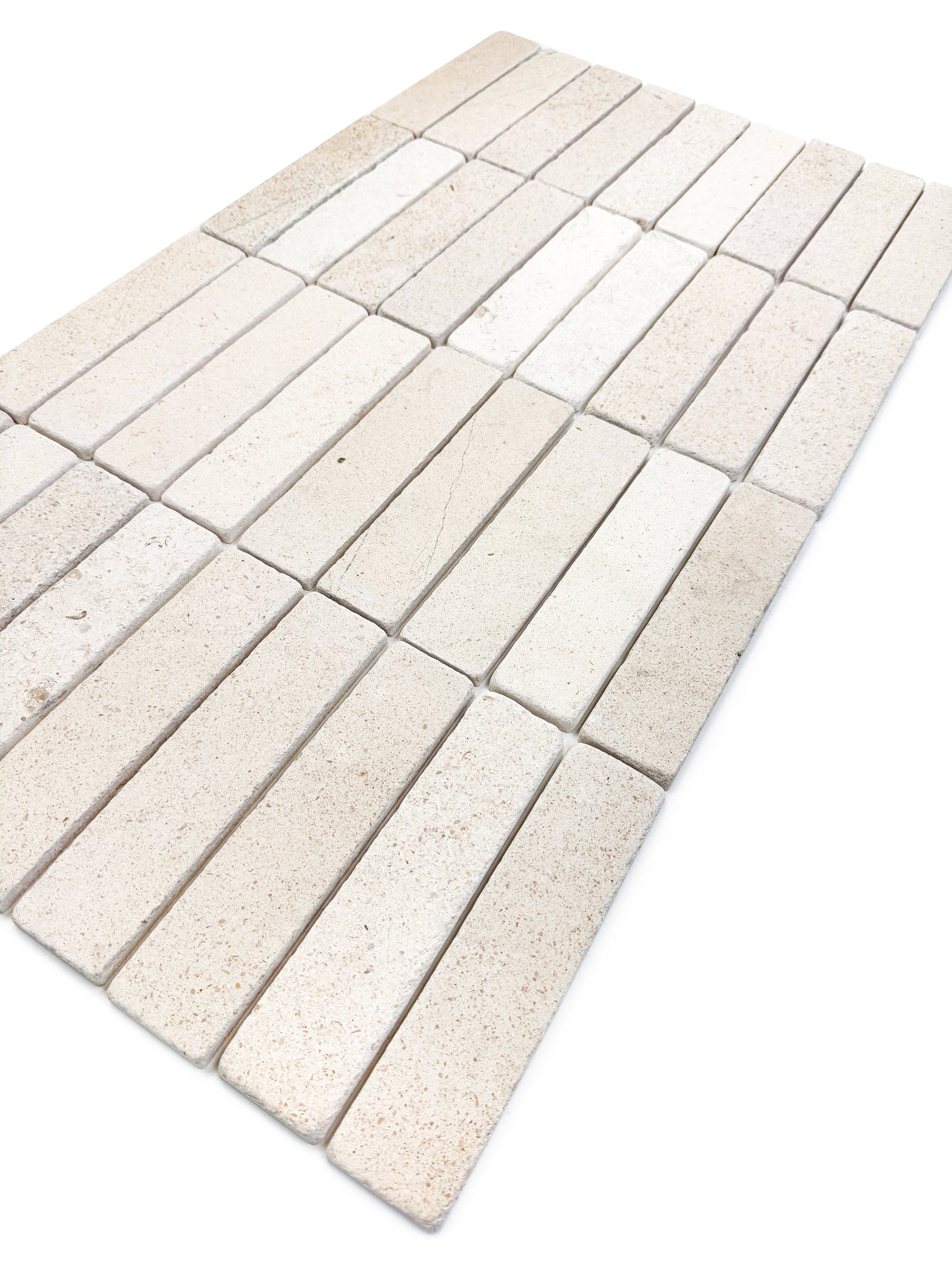 Rome Vestige Series Rectangle Moca Crema Limestone Tumble & Brush Leather Surface Marble Tile