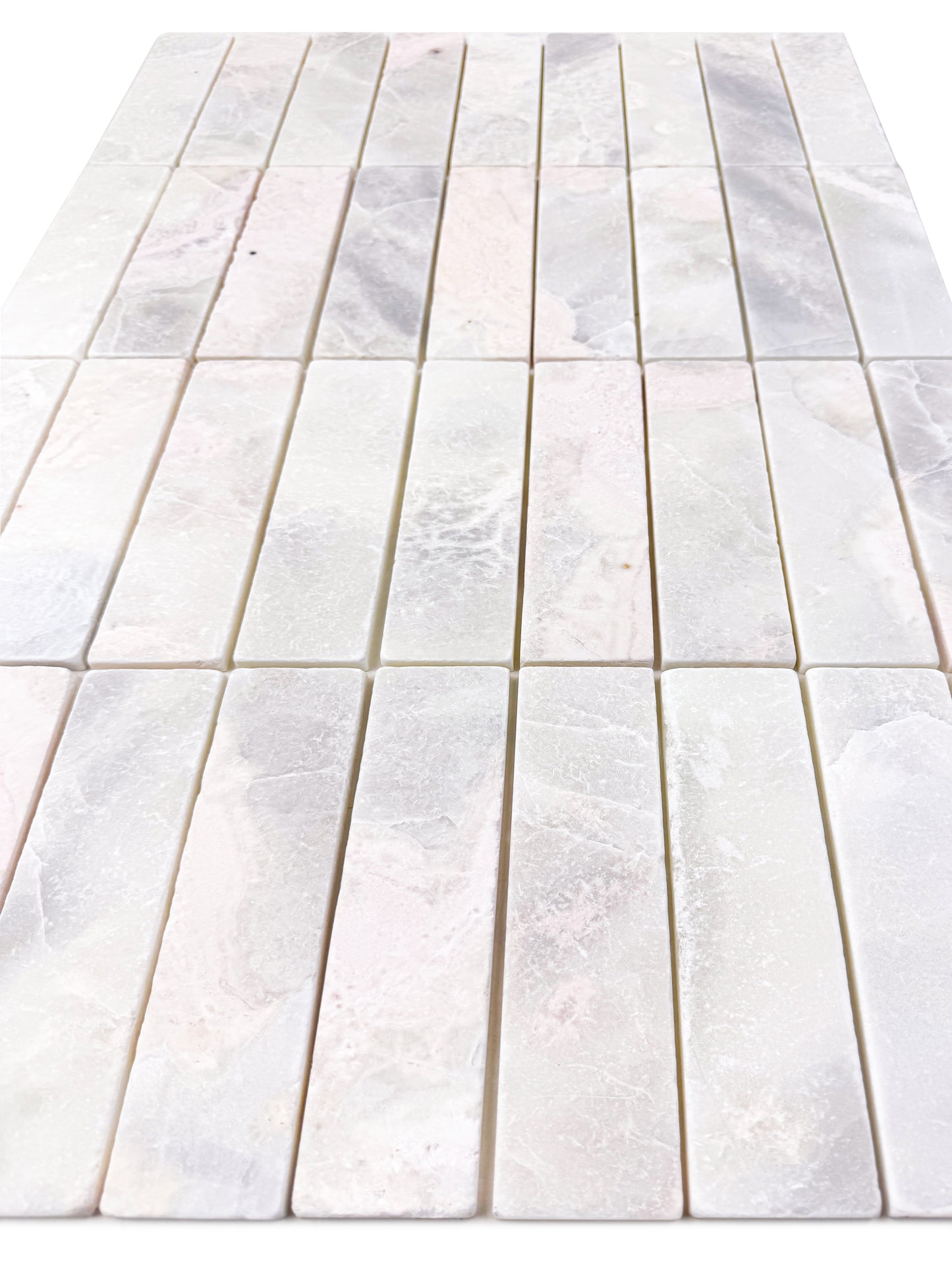 Rome Vestige Series Rectangle Fendi White Marble Tumble & Brush Leather Surface Marble Tile