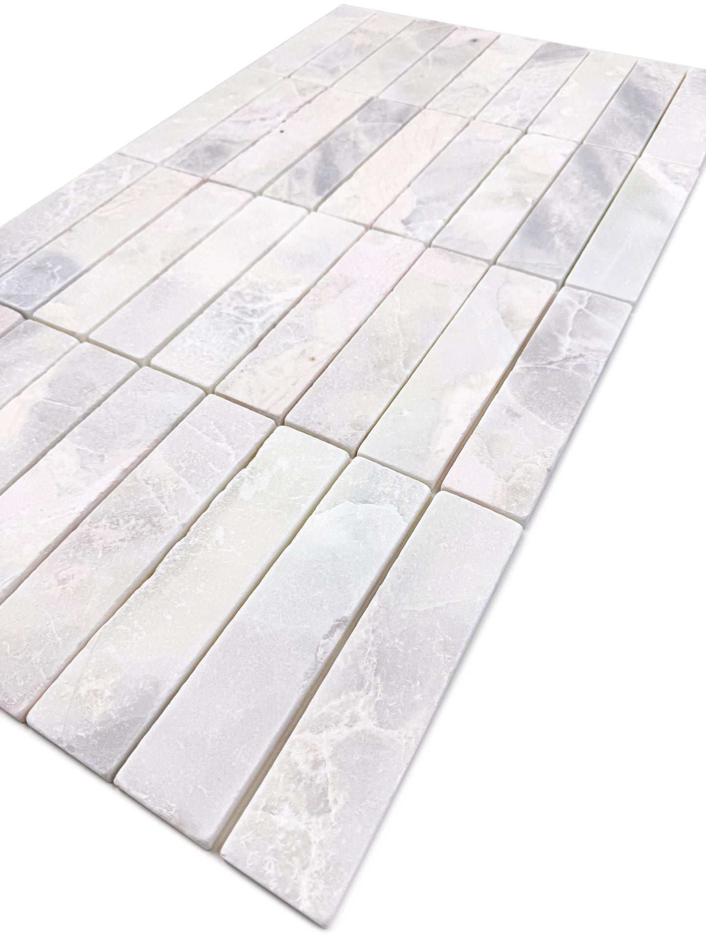 Rome Vestige Series Rectangle Fendi White Marble Tumble & Brush Leather Surface Marble Tile