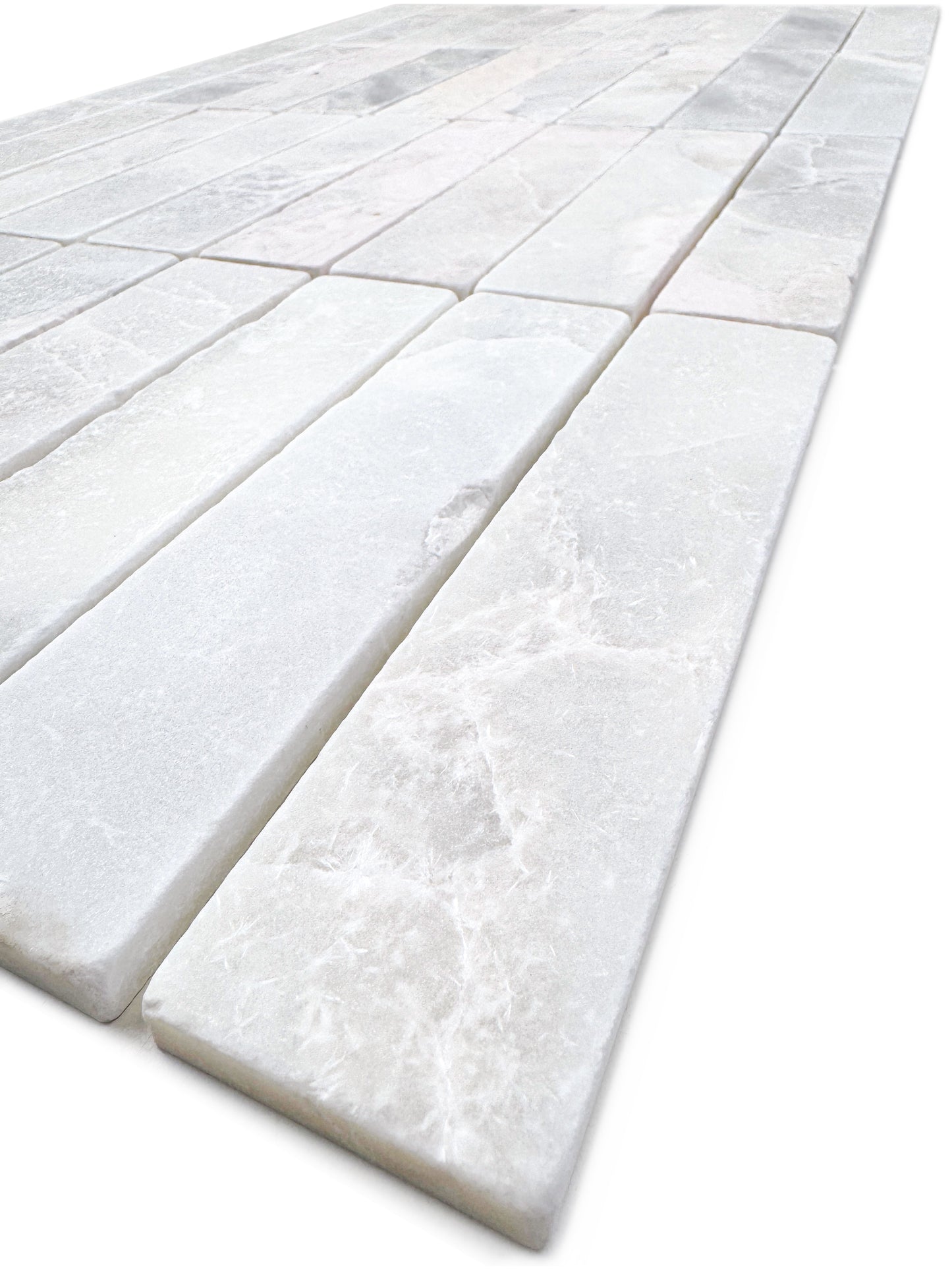 Rome Vestige Series Rectangle Fendi White Marble Tumble & Brush Leather Surface Marble Tile