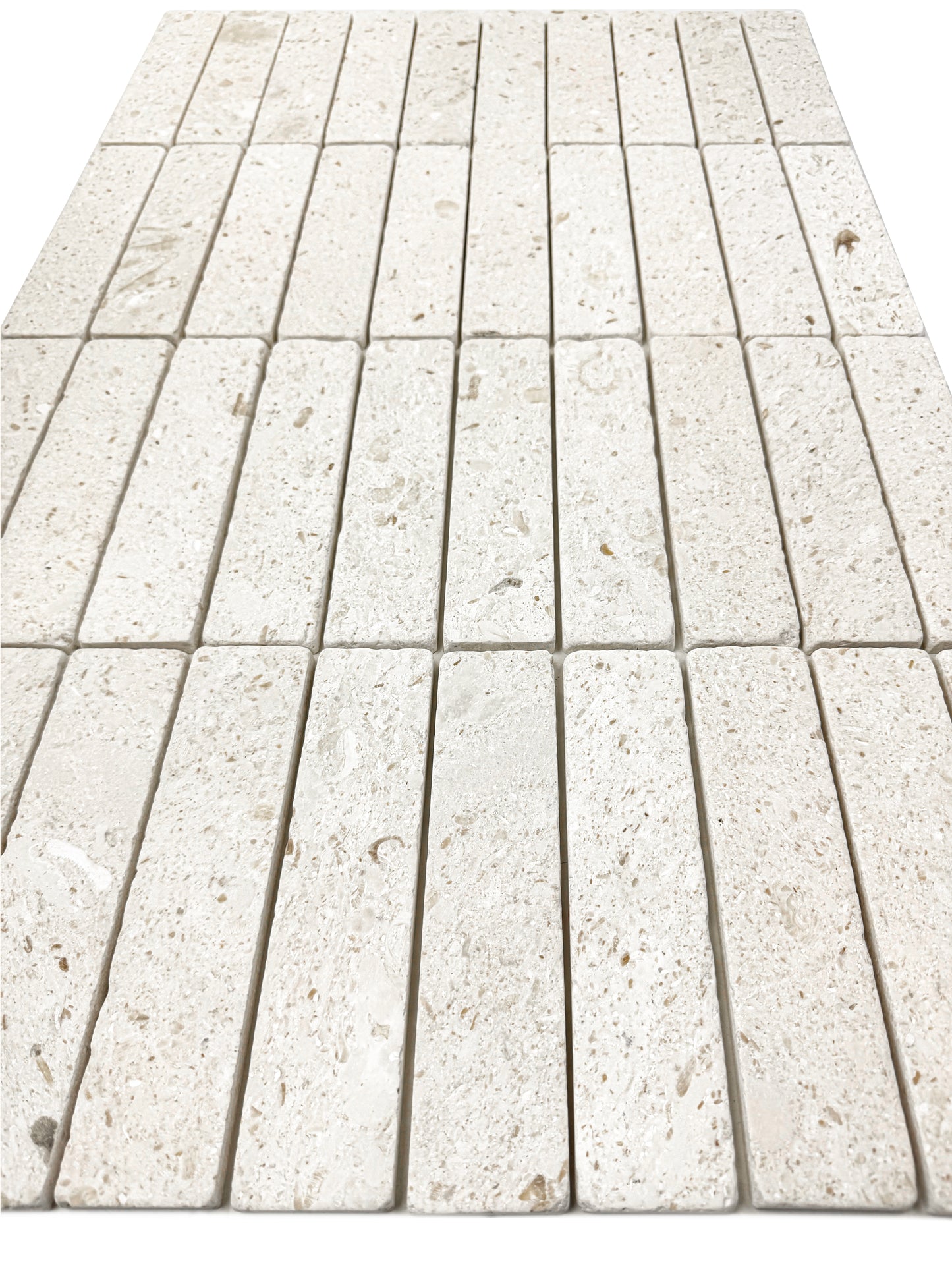 Rome Vestige Series Rectangle Gold Fossil Marble Tumble & Brush Leather Surface Marble Tile