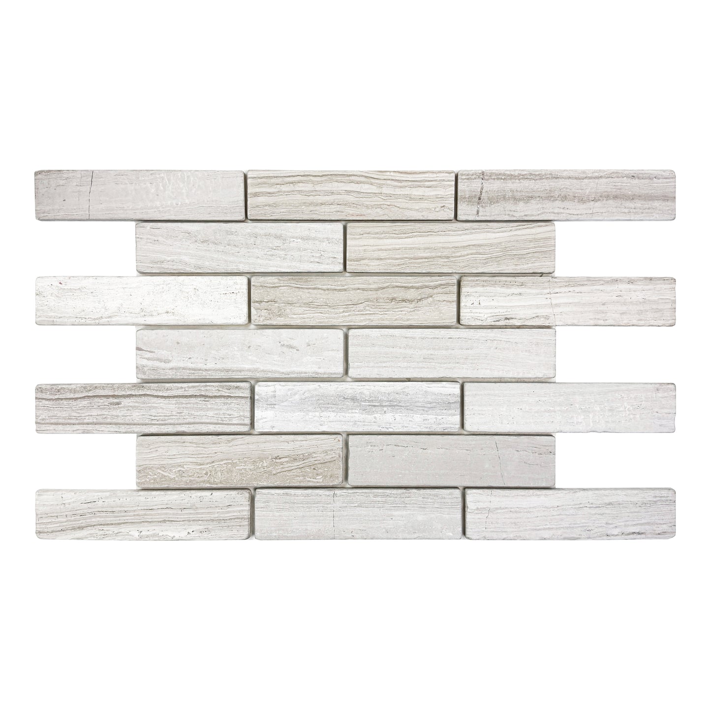 Rome Vestige Series Rectangle White Wood Marble Tumble & Brush Leather Surface Marble Tile