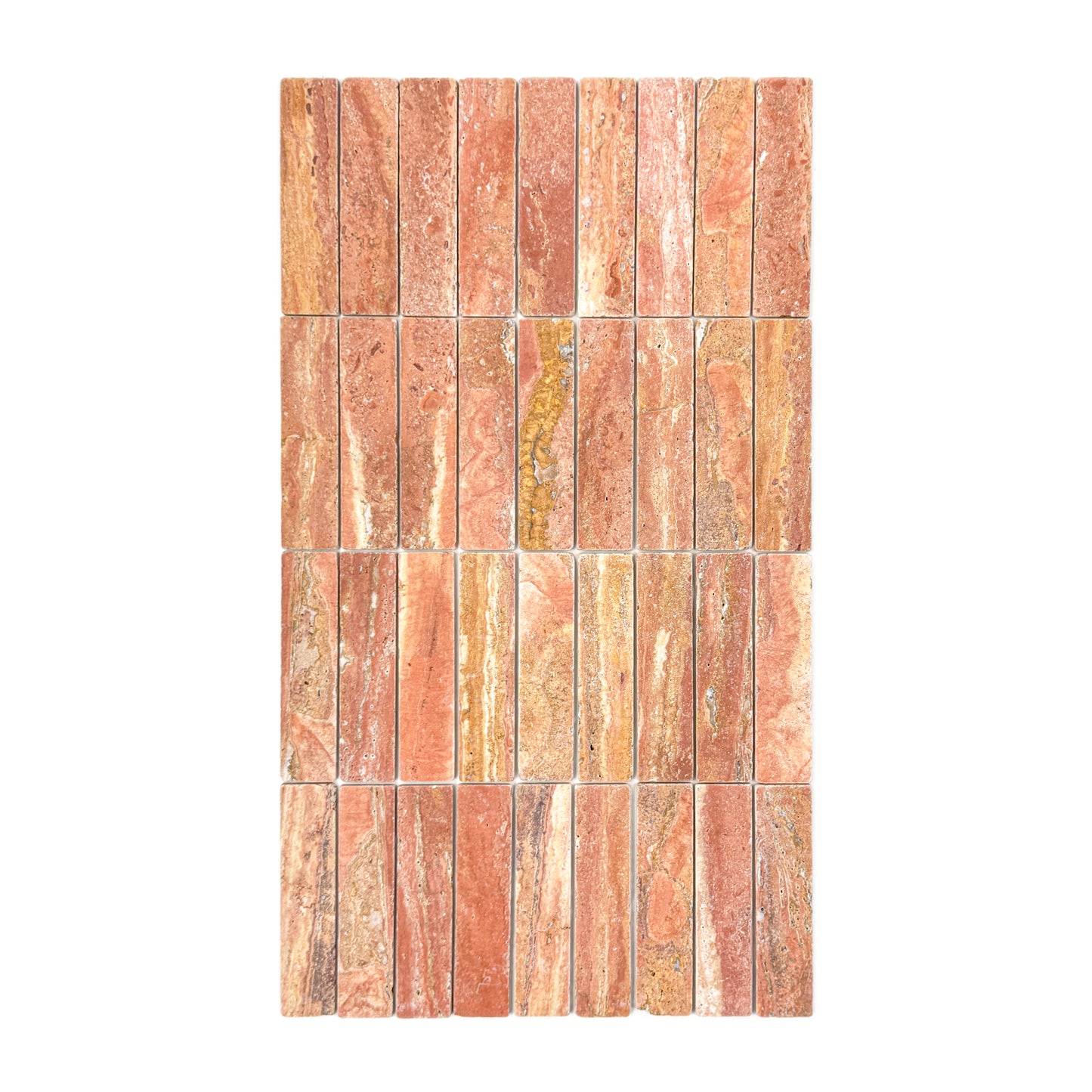 Rome Vestige Series Rectangle Red Travertine Tumble & Brush Leather Surface Marble Tile