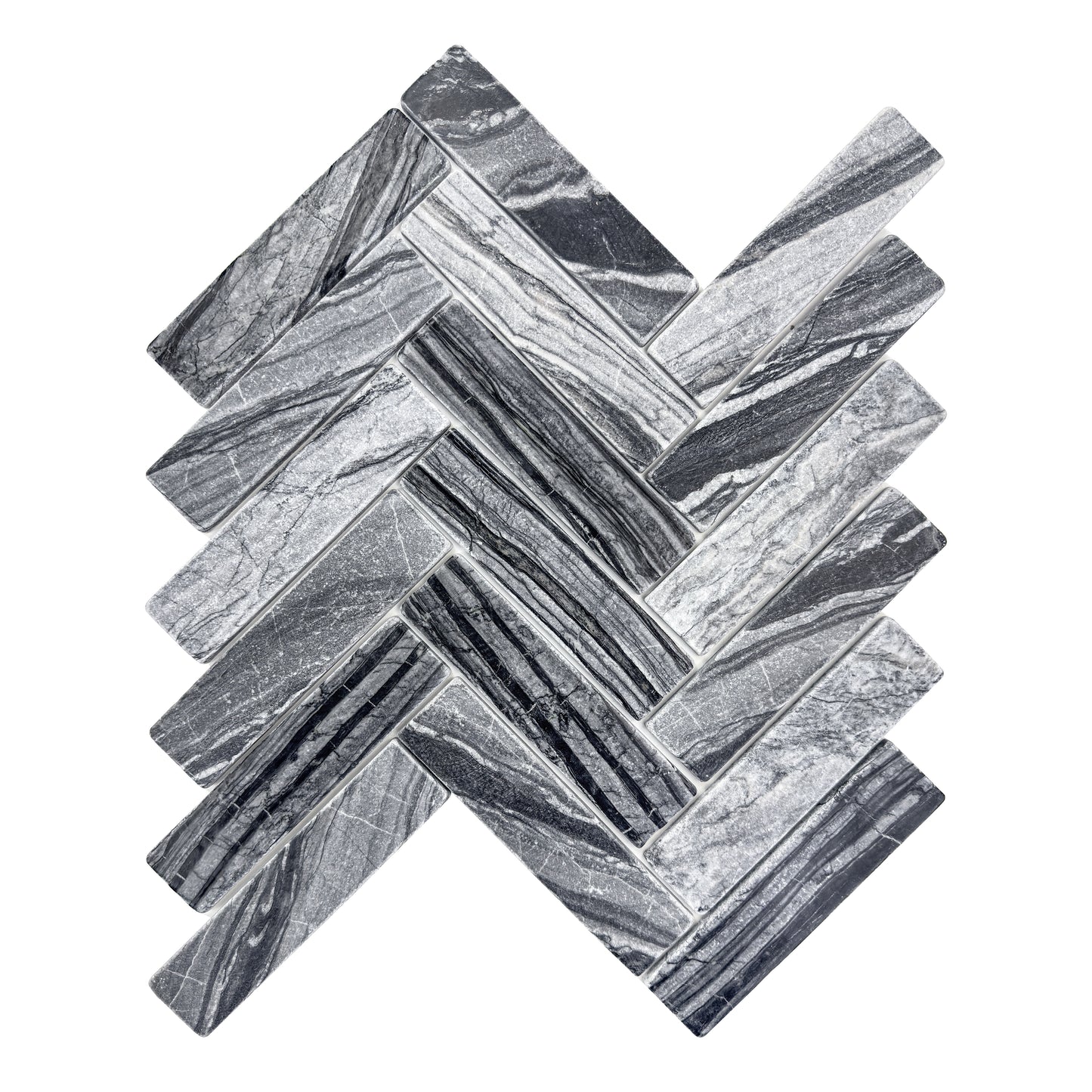 Rome Vestige Series Rectangle Black Wood Marble Tumble & Brush Leather Surface Marble Tile