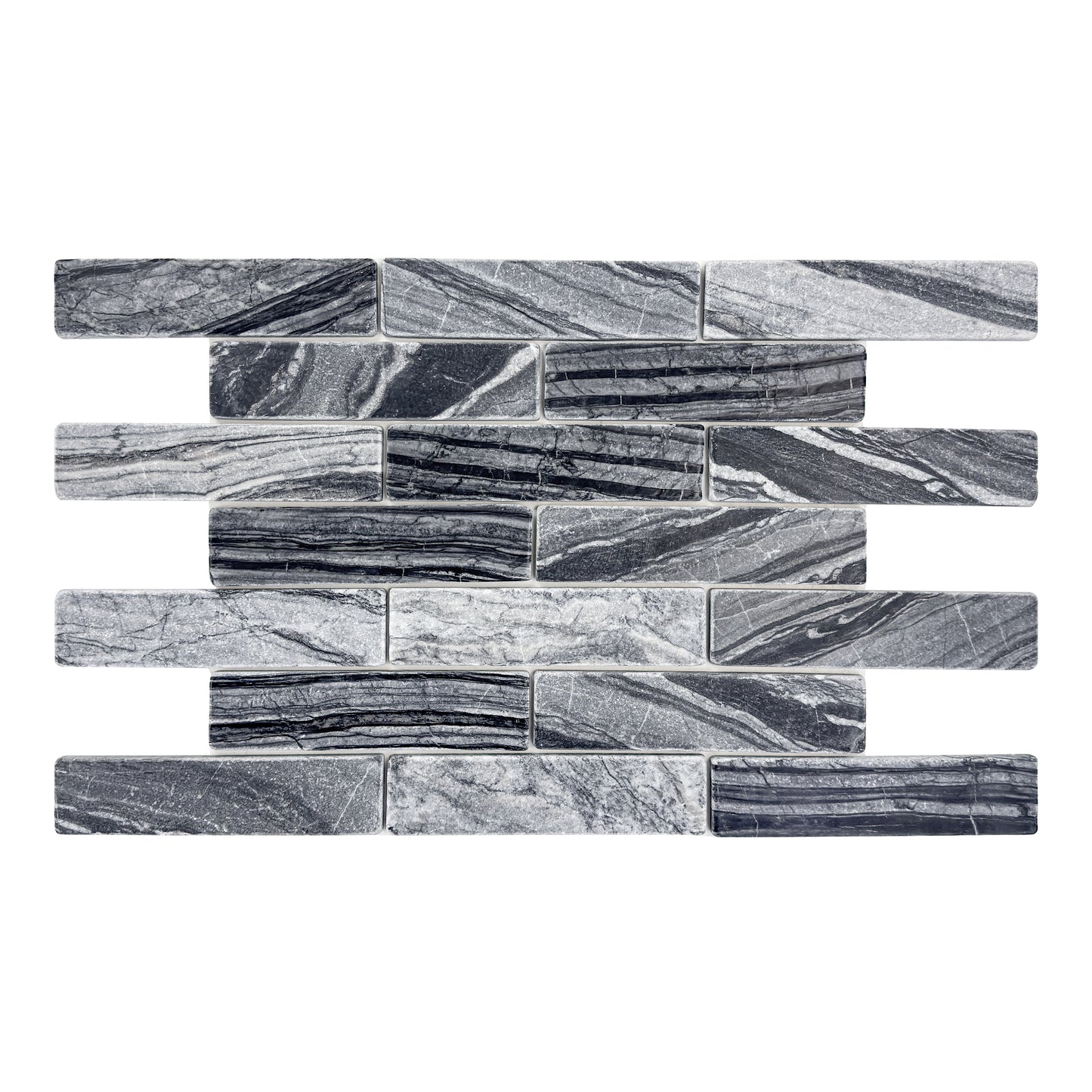 Rome Vestige Series Rectangle Black Wood Marble Tumble & Brush Leather Surface Marble Tile