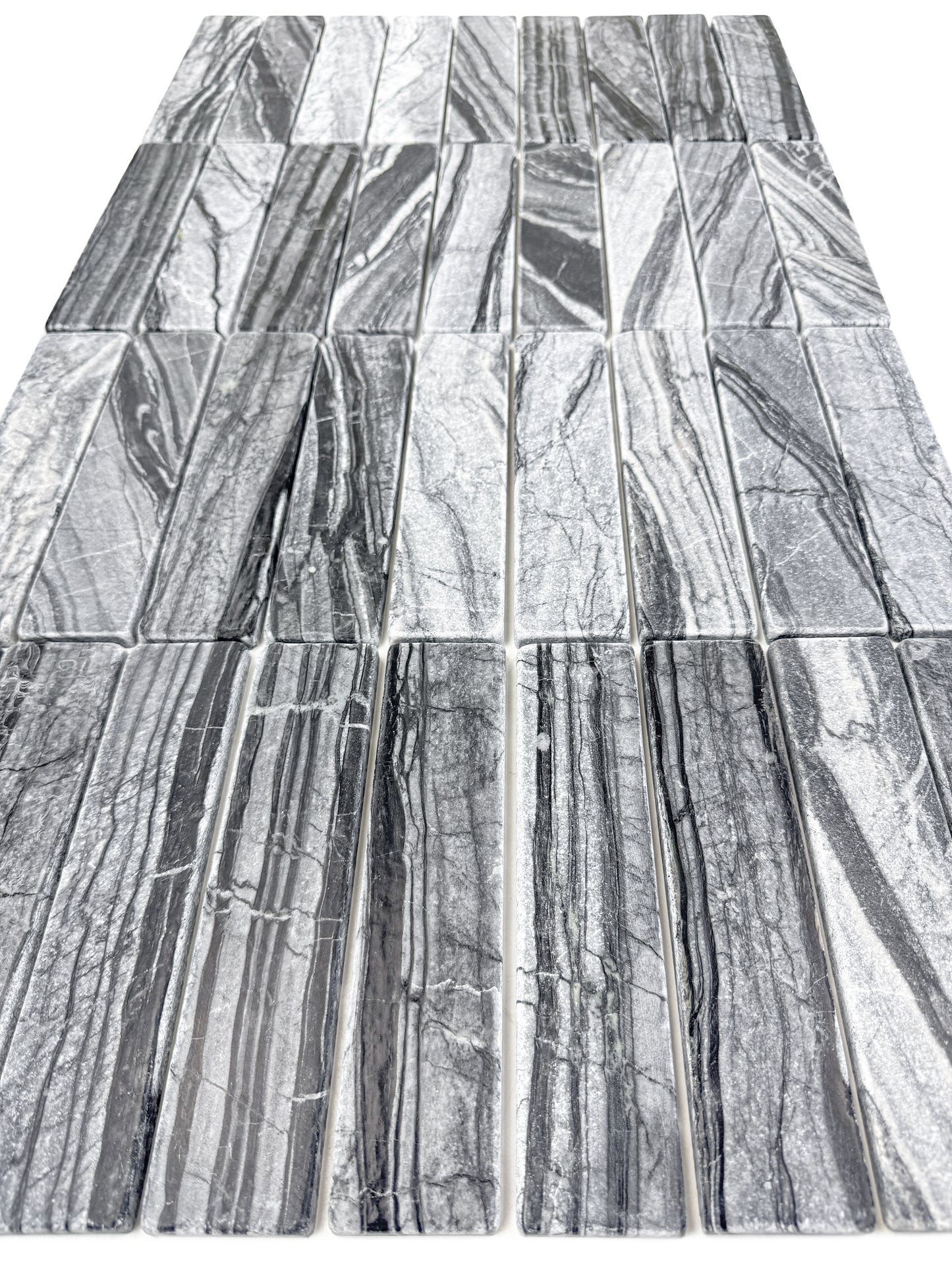 Rome Vestige Series Rectangle Black Wood Marble Tumble & Brush Leather Surface Marble Tile