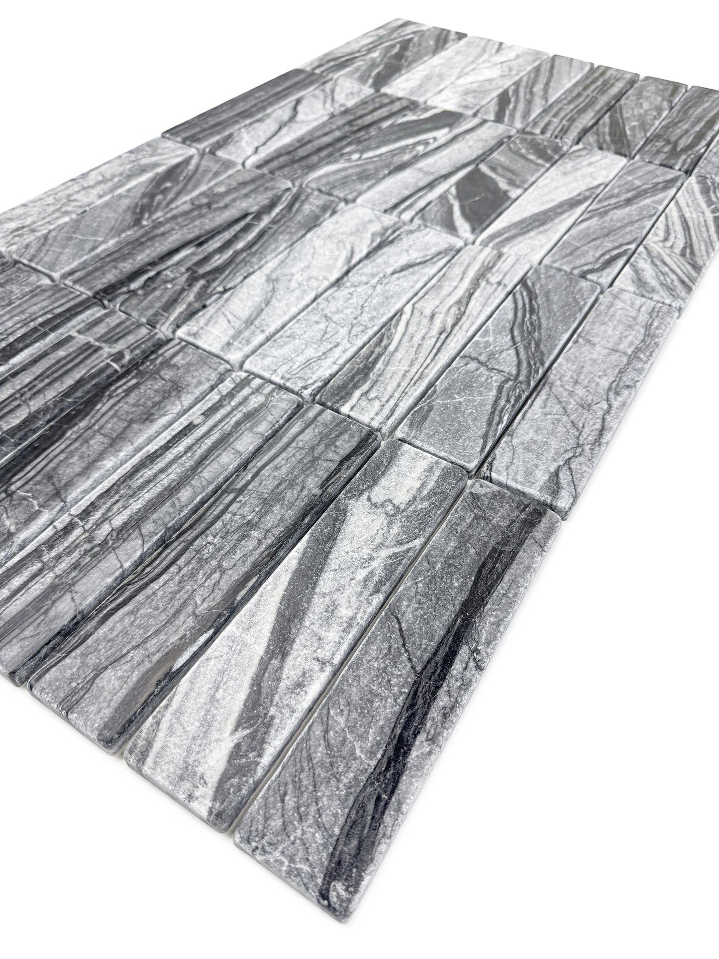 Rome Vestige Series Rectangle Black Wood Marble Tumble & Brush Leather Surface Marble Tile