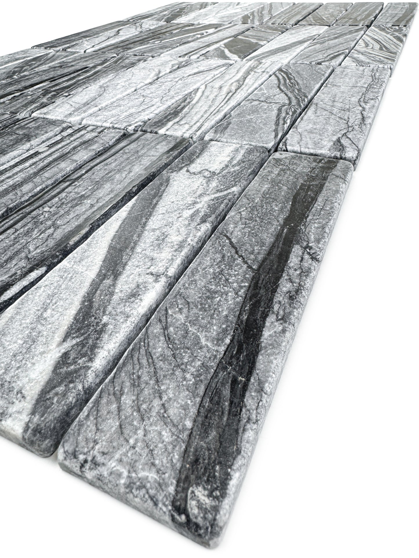 Rome Vestige Series Rectangle Black Wood Marble Tumble & Brush Leather Surface Marble Tile