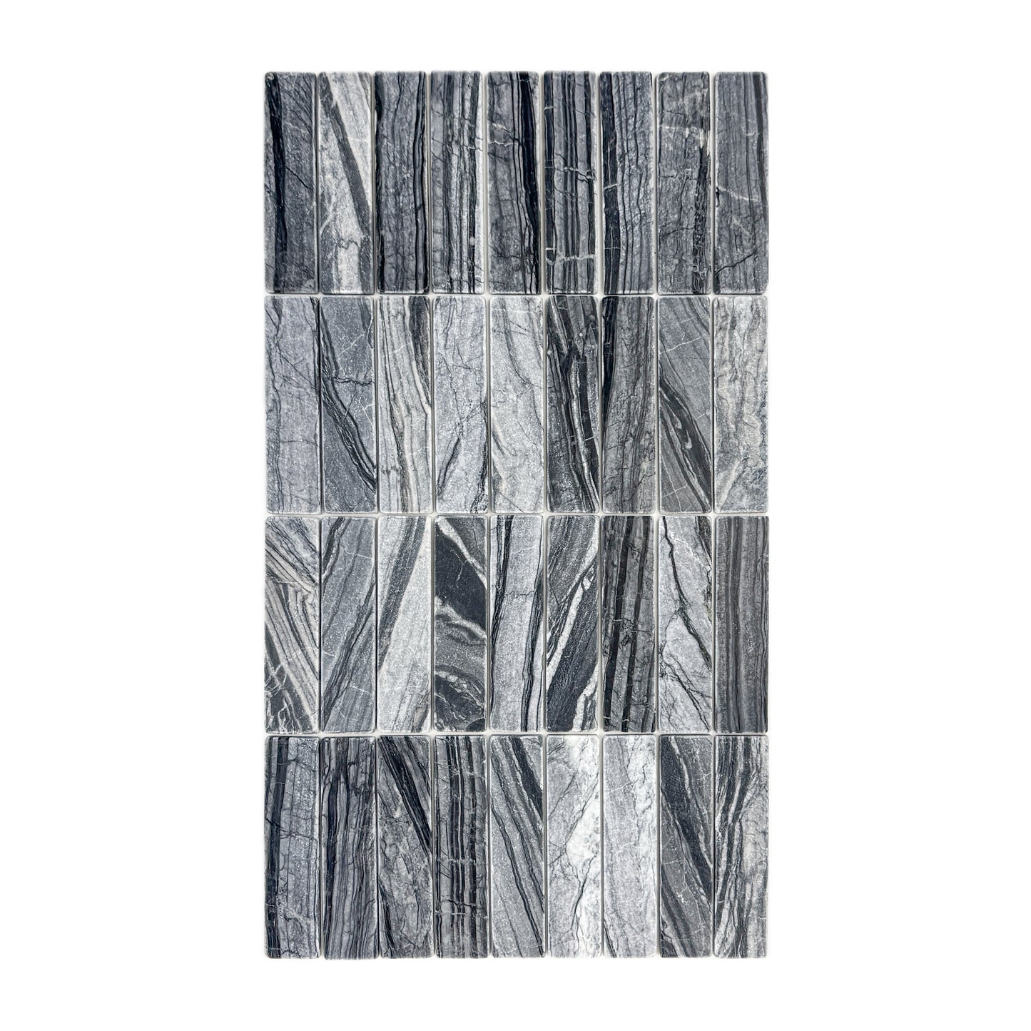 Rome Vestige Series Rectangle Black Wood Marble Tumble & Brush Leather Surface Marble Tile