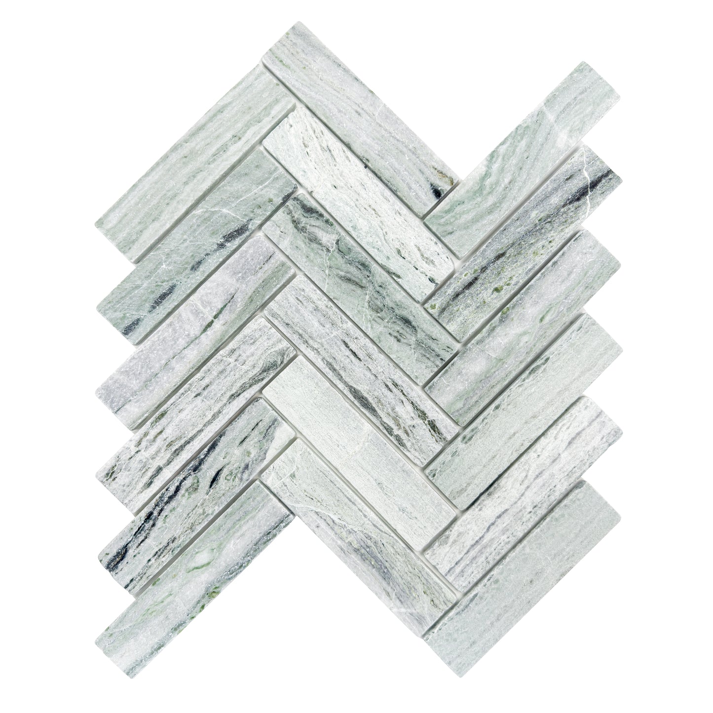 Rome Vestige Series Rectangle Jade Green Marble Tumble & Brush Leather Surface Marble Tile