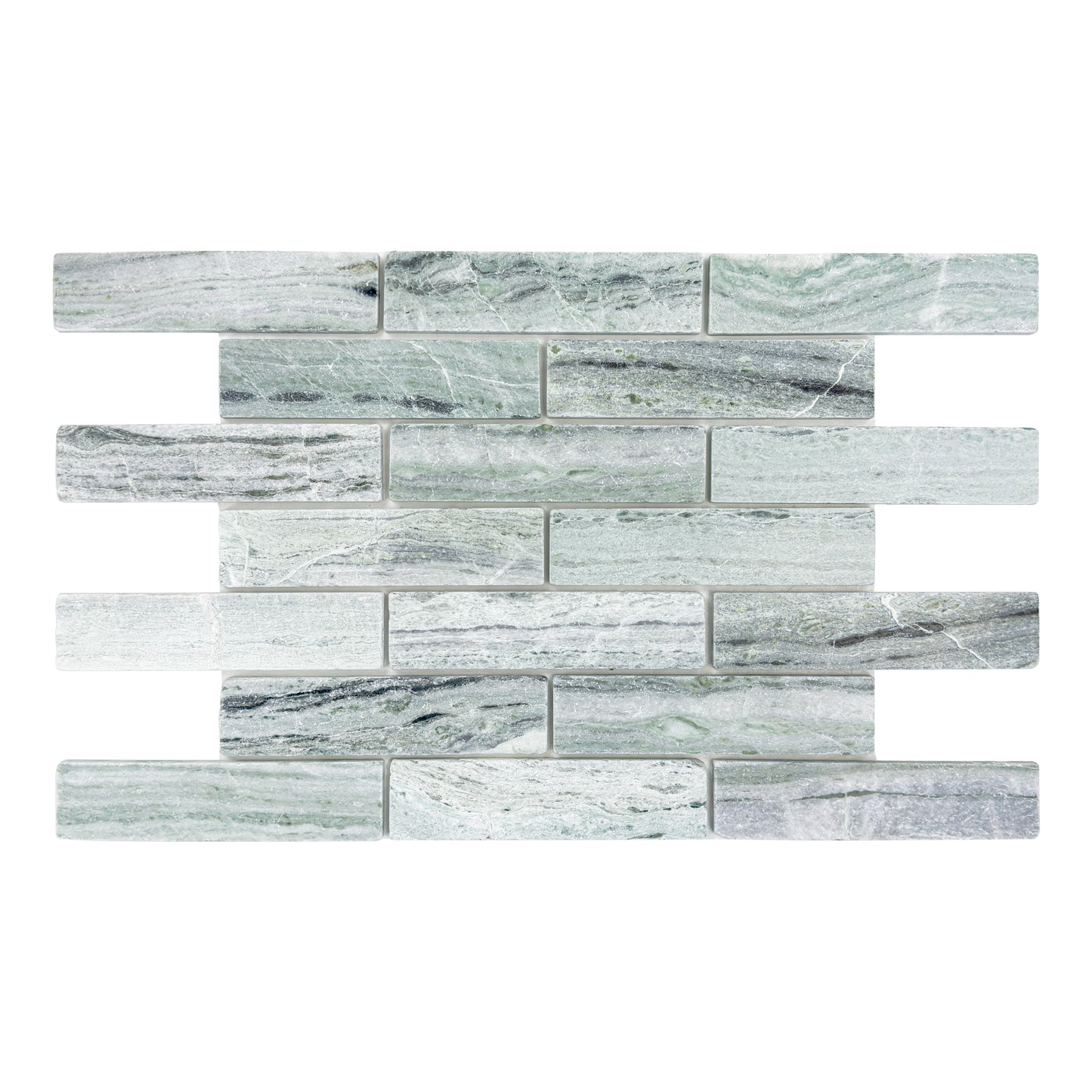 Rome Vestige Series Rectangle Jade Green Marble Tumble & Brush Leather Surface Marble Tile