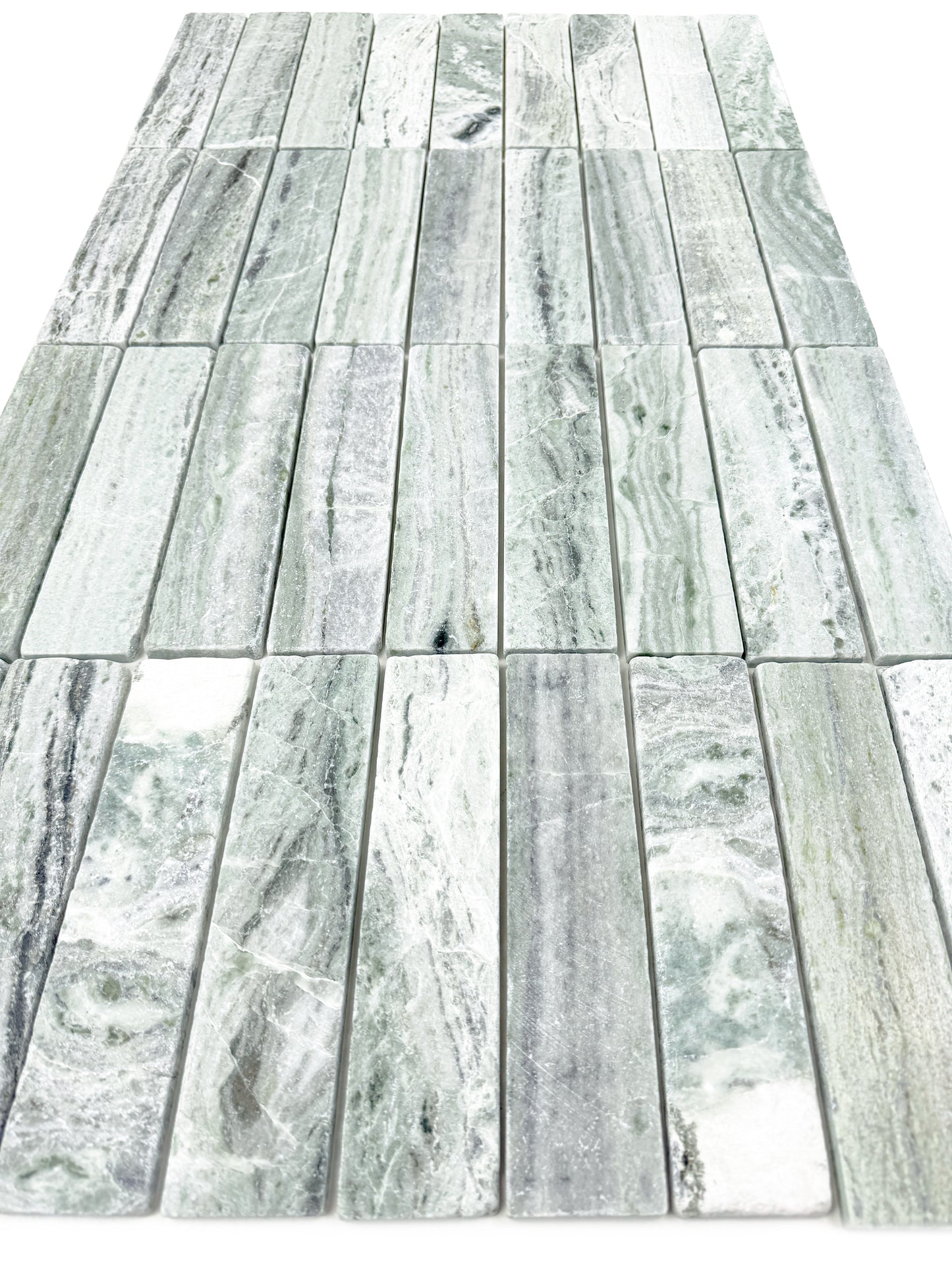 Rome Vestige Series Rectangle Jade Green Marble Tumble & Brush Leather Surface Marble Tile