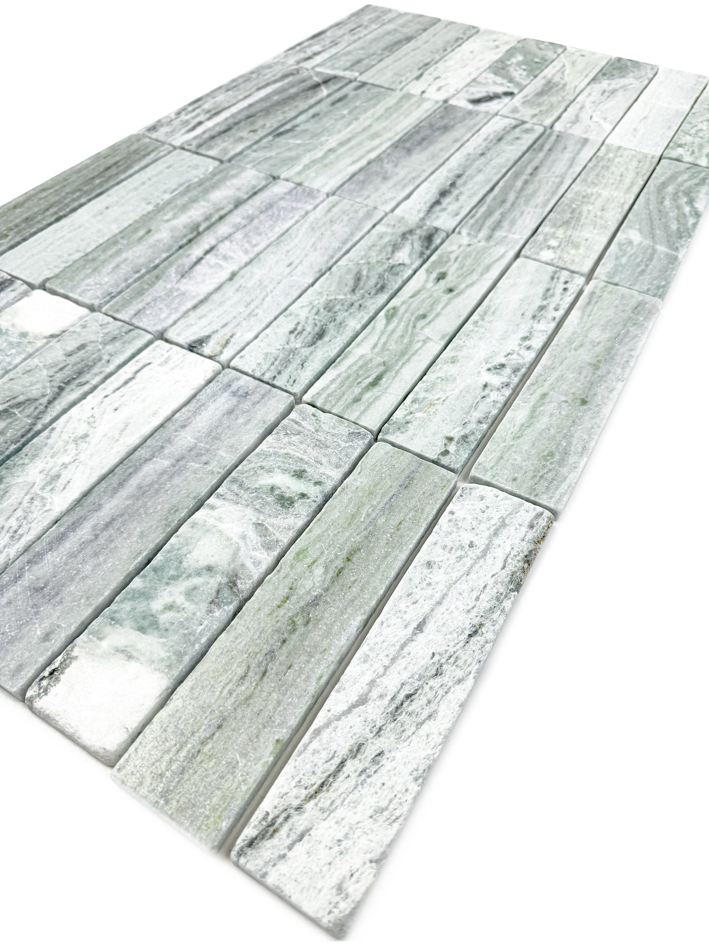 Rome Vestige Series Rectangle Jade Green Marble Tumble & Brush Leather Surface Marble Tile