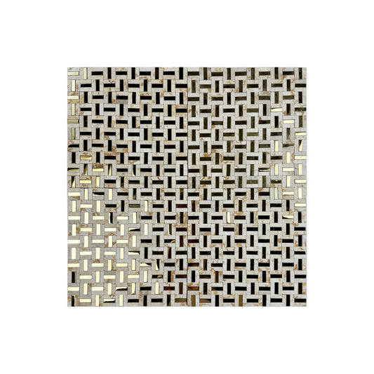 Beverly Luxe Series Sunny Beige With Gold Stainless Steel Split Surface Marble Mosaic