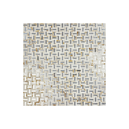 Beverly Luxe Series Sunny Beige With Silver Stainless Steel Split Surface Marble Mosaic